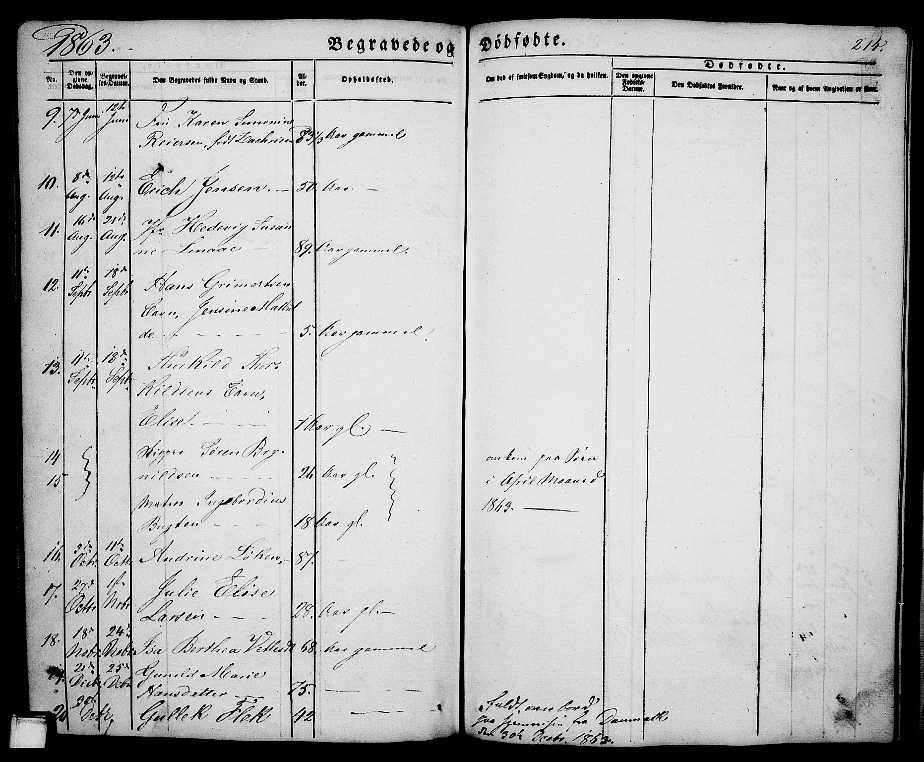 Porsgrunn kirkebøker , AV/SAKO-A-104/G/Ga/L0002: Parish register (copy) no. I 2, 1847-1877, p. 214