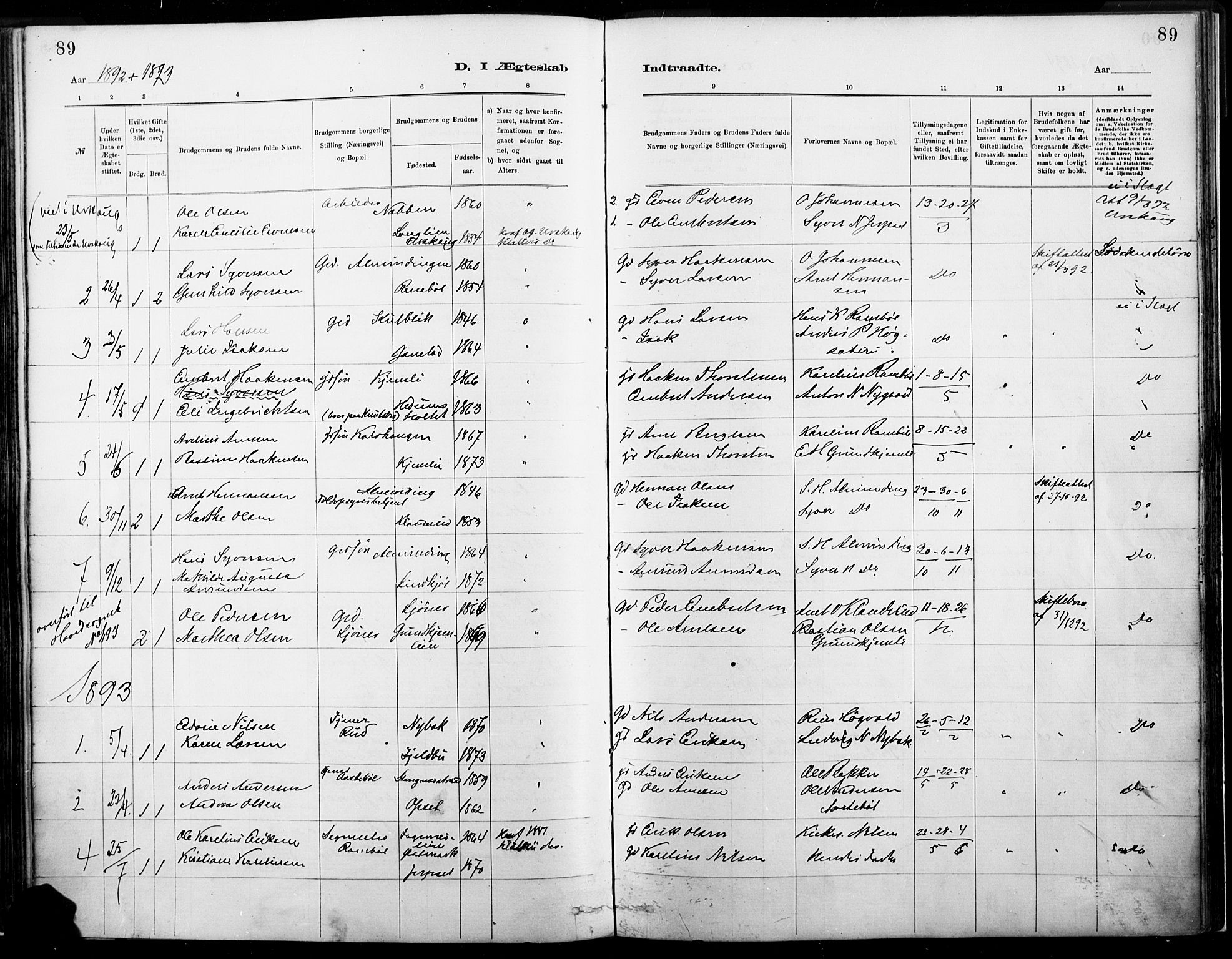 Eidskog prestekontor, SAH/PREST-026/H/Ha/Haa/L0004: Parish register (official) no. 4, 1884-1897, p. 89