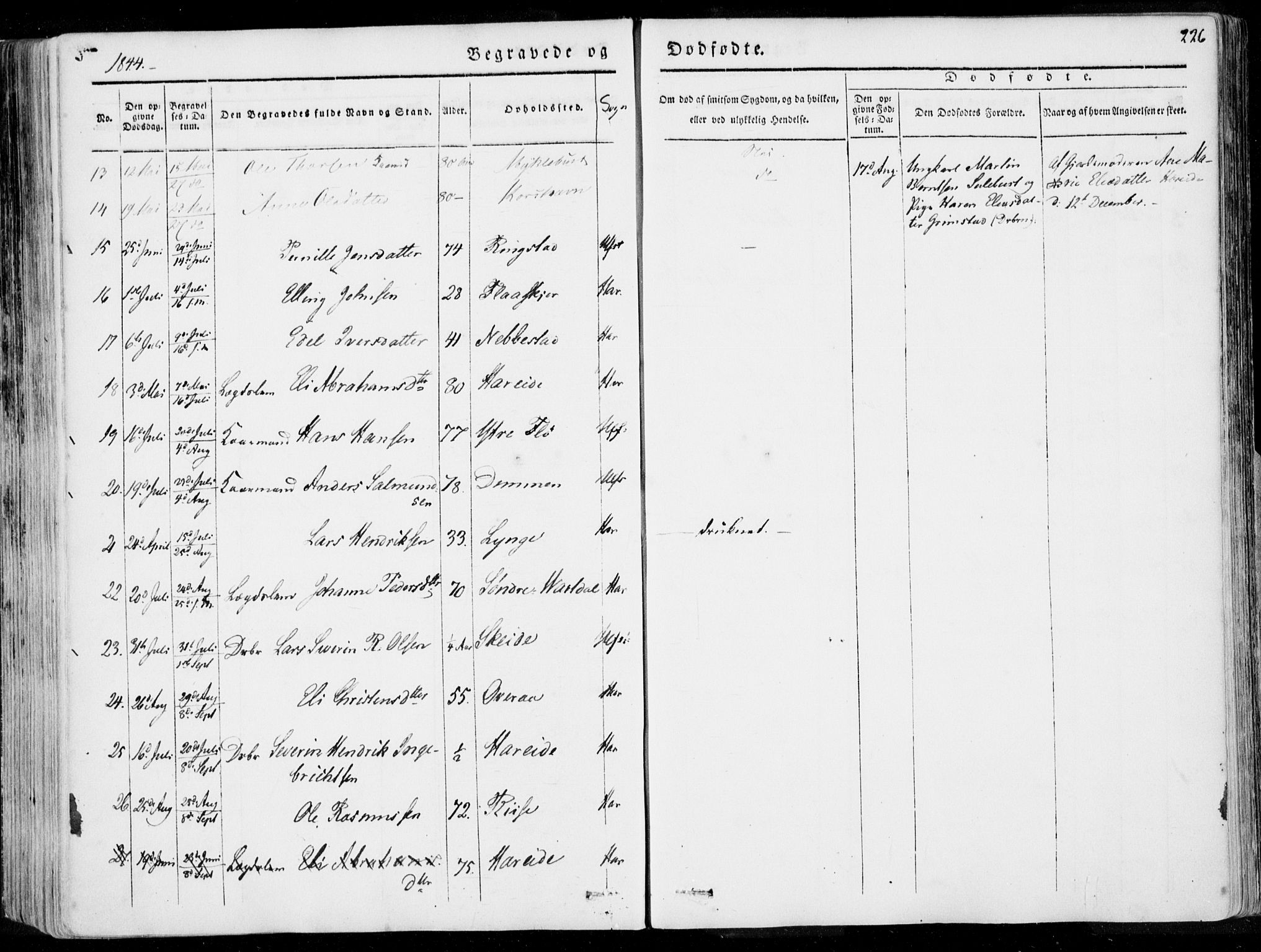 Ministerialprotokoller, klokkerbøker og fødselsregistre - Møre og Romsdal, AV/SAT-A-1454/509/L0104: Parish register (official) no. 509A02, 1833-1847, p. 226