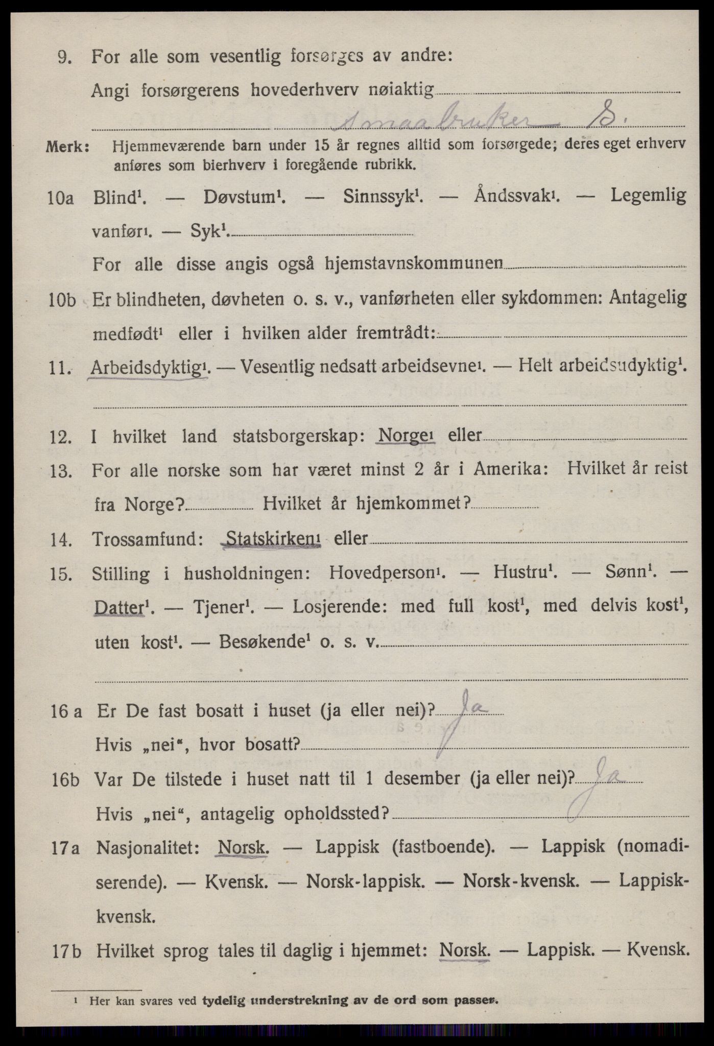 SAT, 1920 census for Bjugn, 1920, p. 558