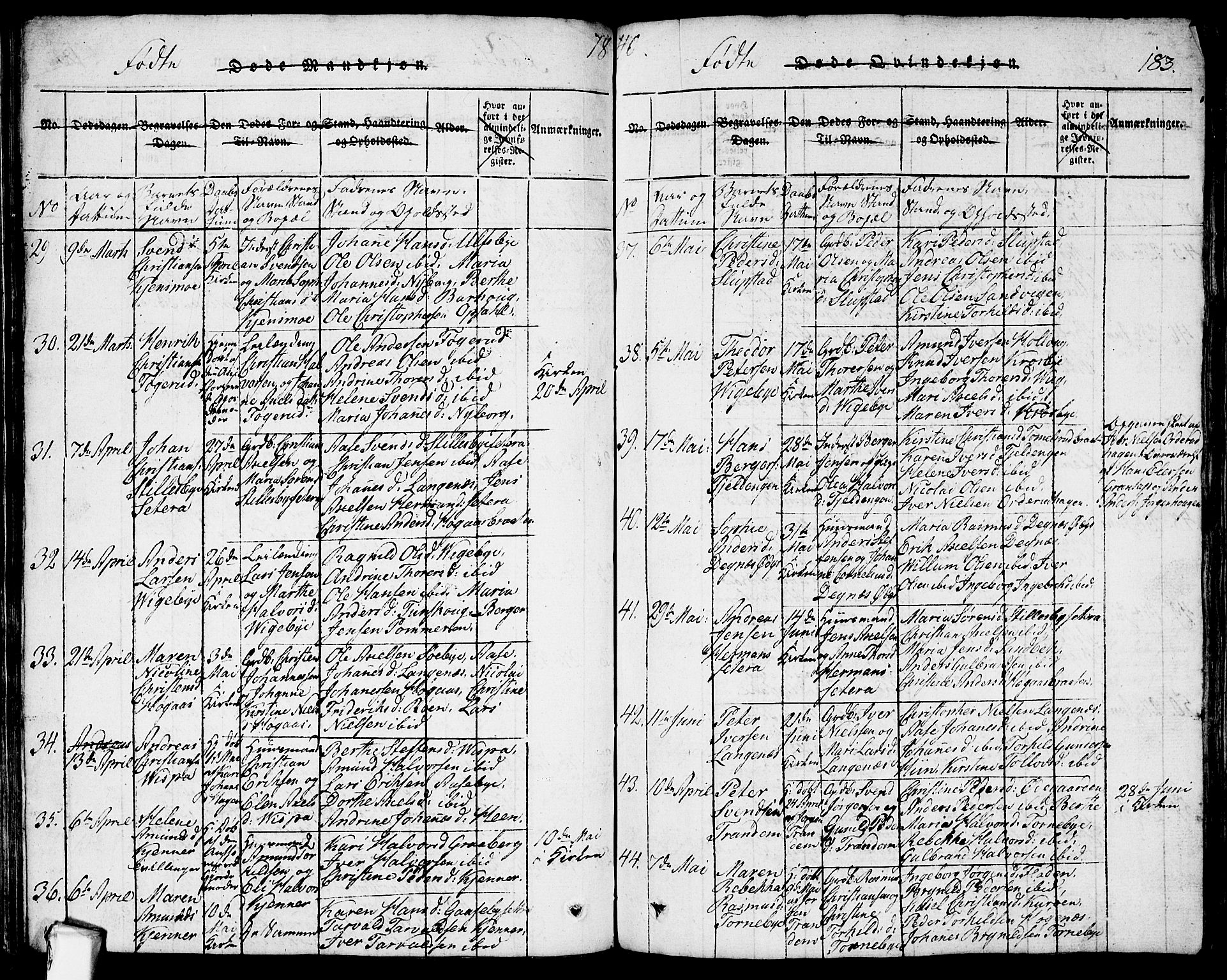 Rødenes prestekontor Kirkebøker, AV/SAO-A-2005/G/Ga/L0001: Parish register (copy) no.  I 1, 1814-1841, p. 183