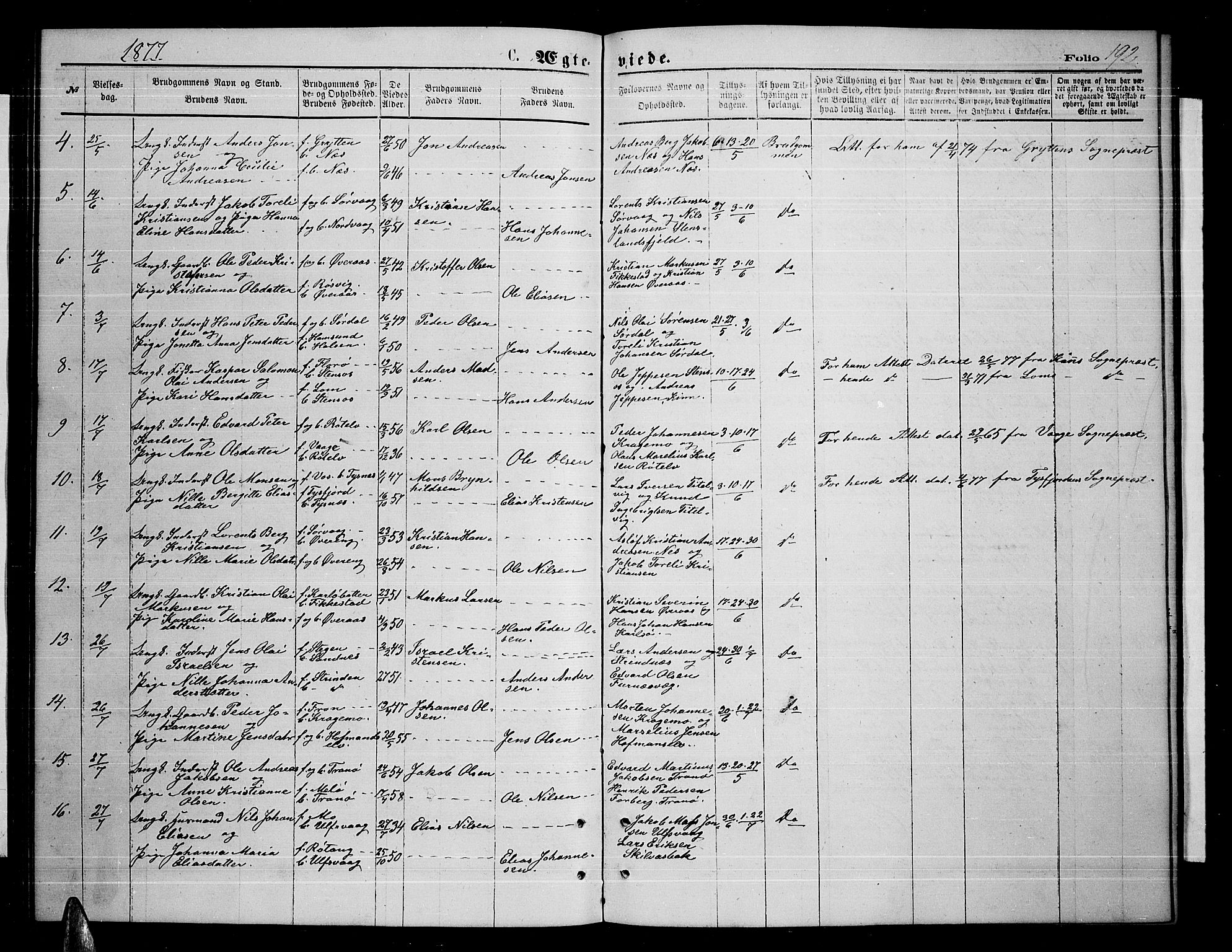 Ministerialprotokoller, klokkerbøker og fødselsregistre - Nordland, AV/SAT-A-1459/859/L0858: Parish register (copy) no. 859C04, 1873-1886, p. 192