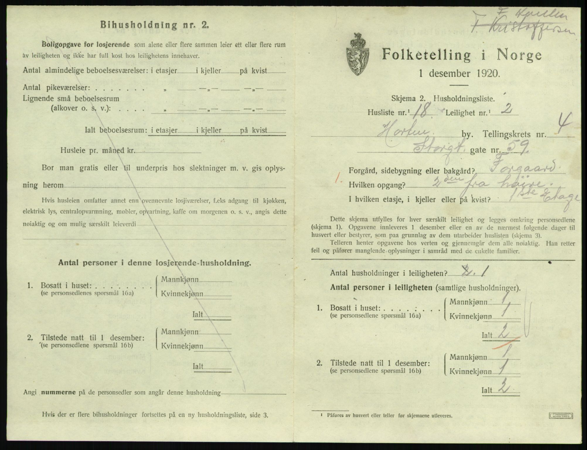 SAKO, 1920 census for Horten, 1920, p. 4873