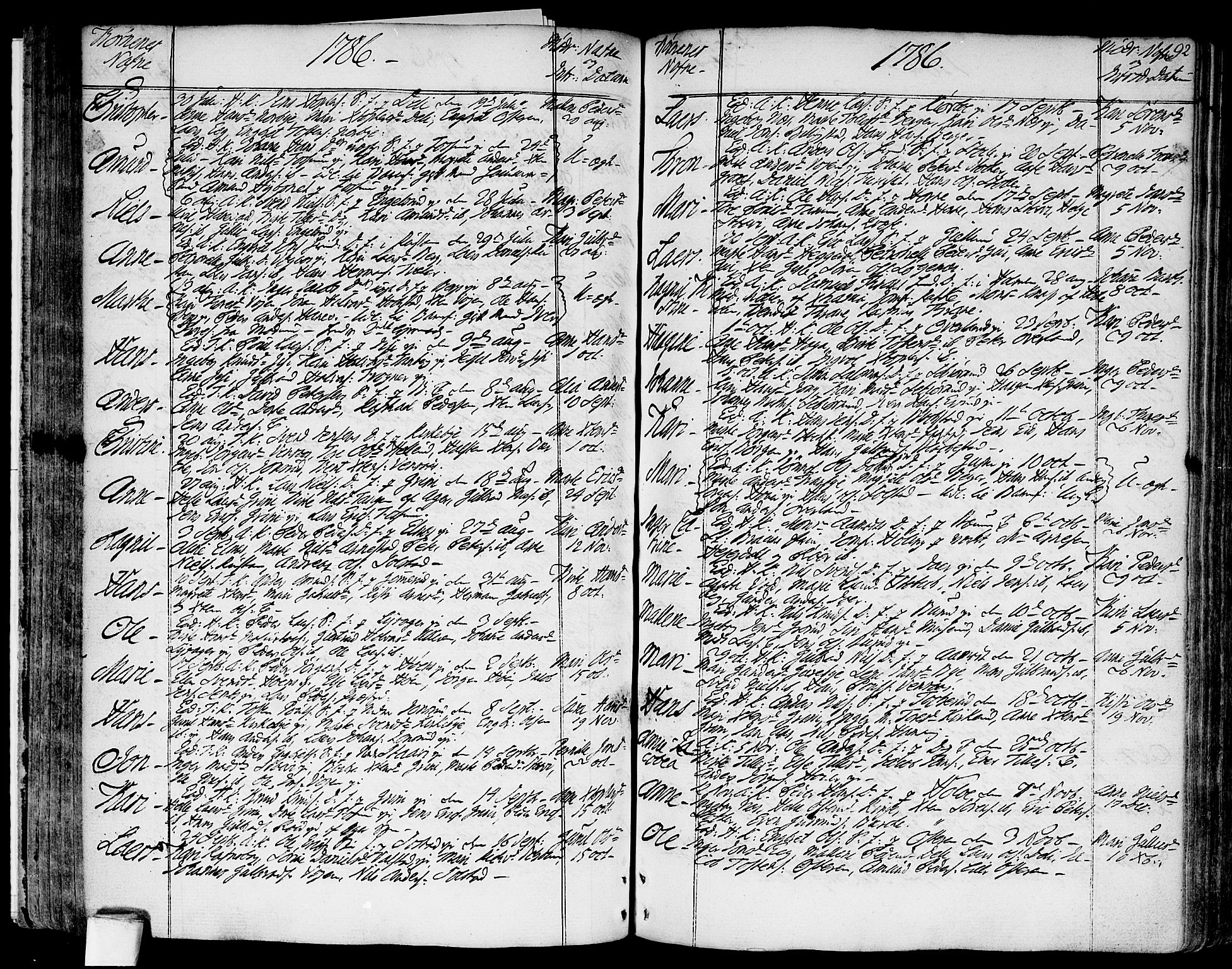 Asker prestekontor Kirkebøker, SAO/A-10256a/F/Fa/L0003: Parish register (official) no. I 3, 1767-1807, p. 92