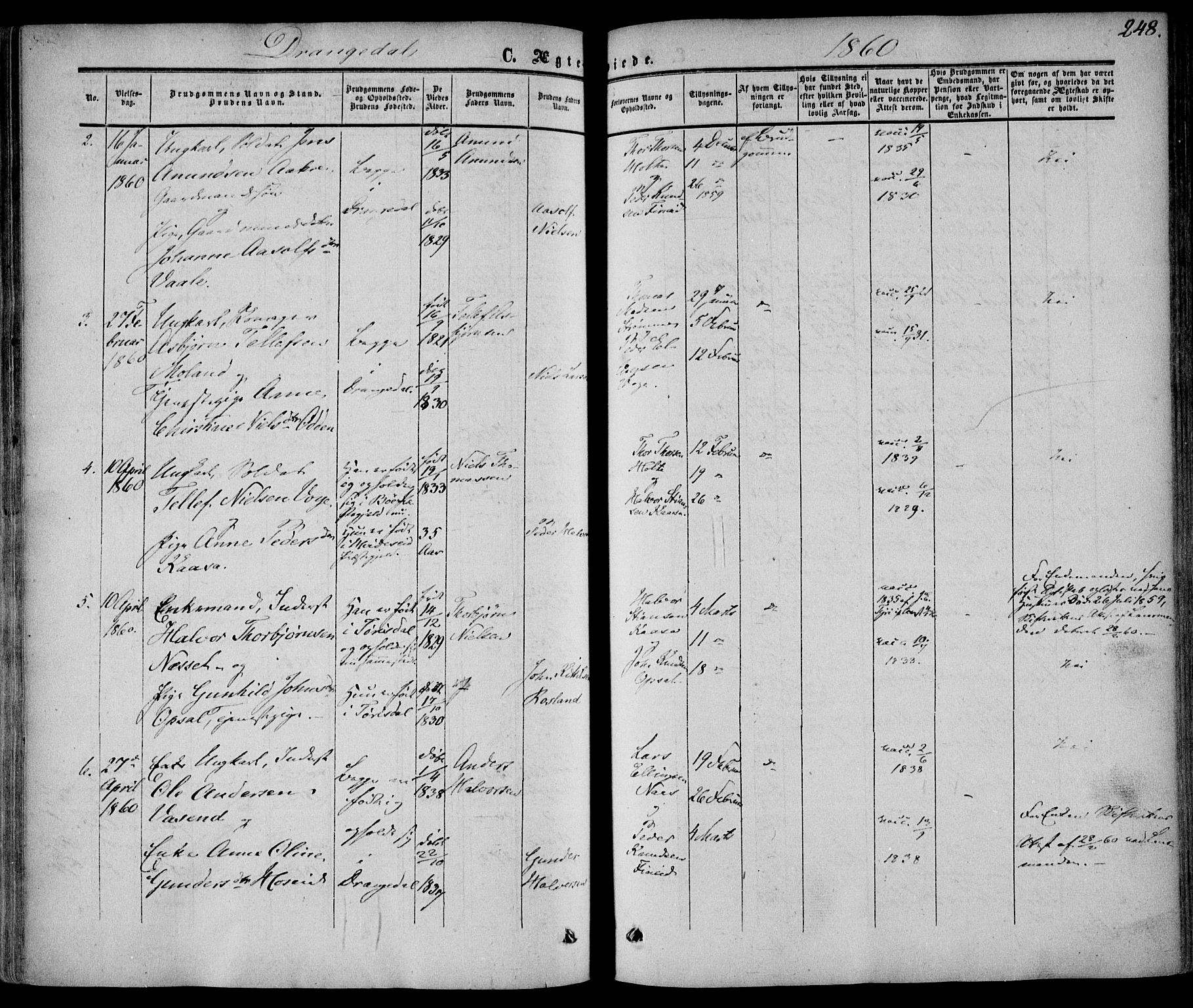 Drangedal kirkebøker, AV/SAKO-A-258/F/Fa/L0008: Parish register (official) no. 8, 1857-1871, p. 248