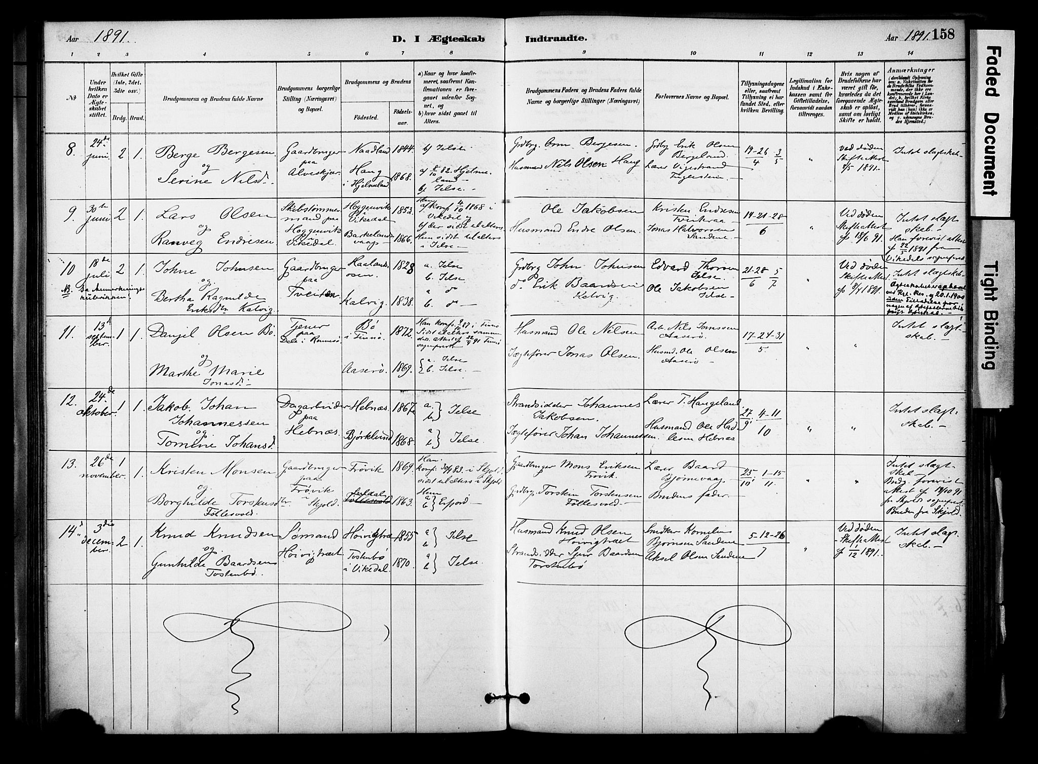 Jelsa sokneprestkontor, AV/SAST-A-101842/01/IV: Parish register (official) no. A 10, 1884-1906, p. 158