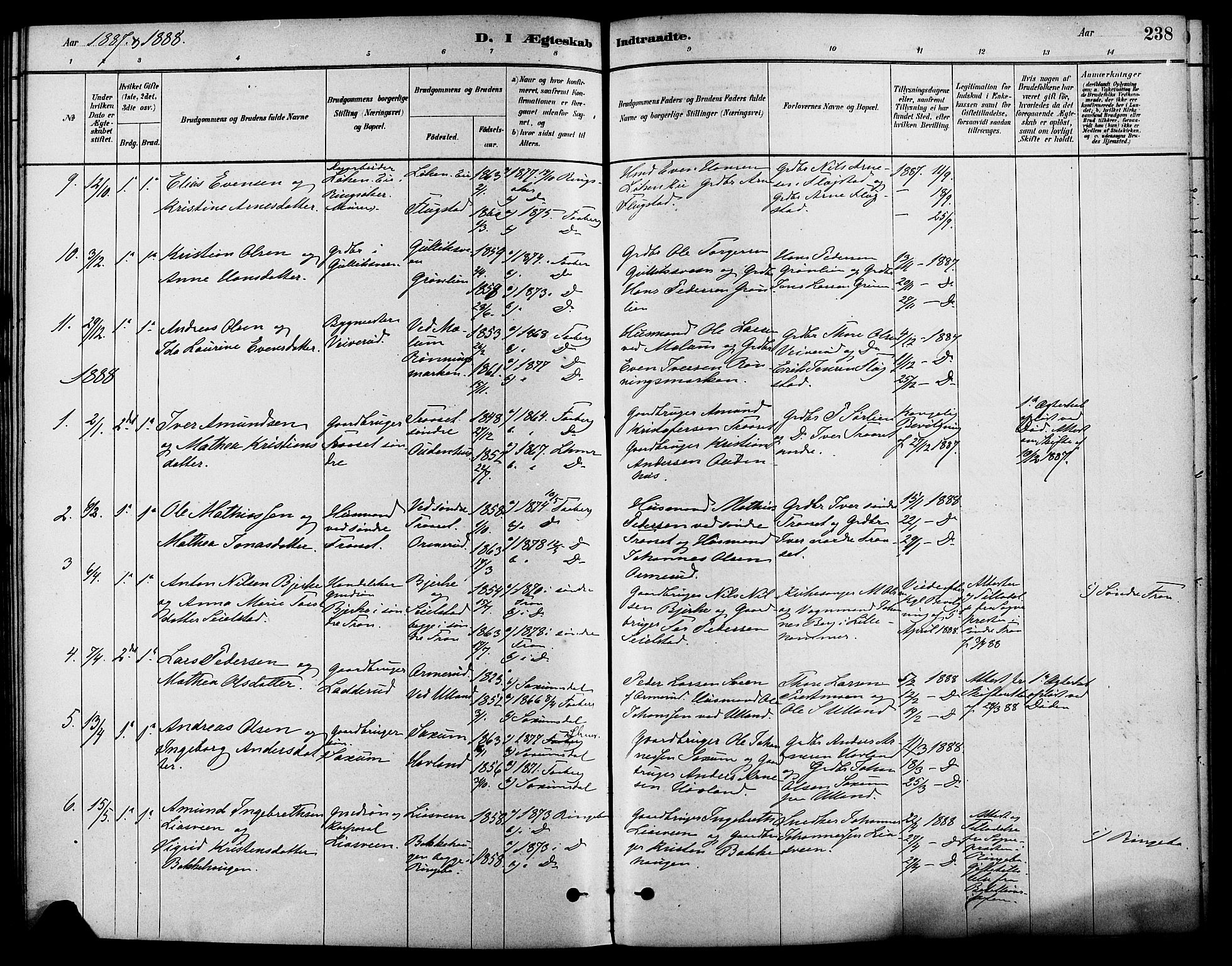 Fåberg prestekontor, AV/SAH-PREST-086/H/Ha/Haa/L0008: Parish register (official) no. 8, 1879-1898, p. 238