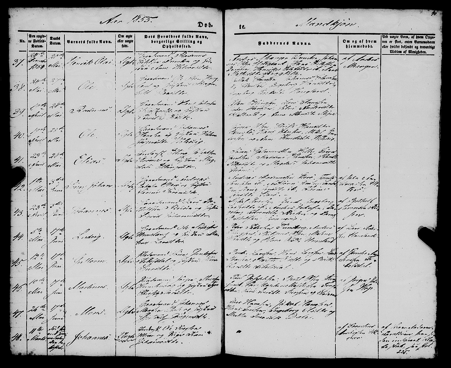 Gulen sokneprestembete, AV/SAB-A-80201/H/Haa/Haaa/L0021: Parish register (official) no. A 21, 1848-1858, p. 40