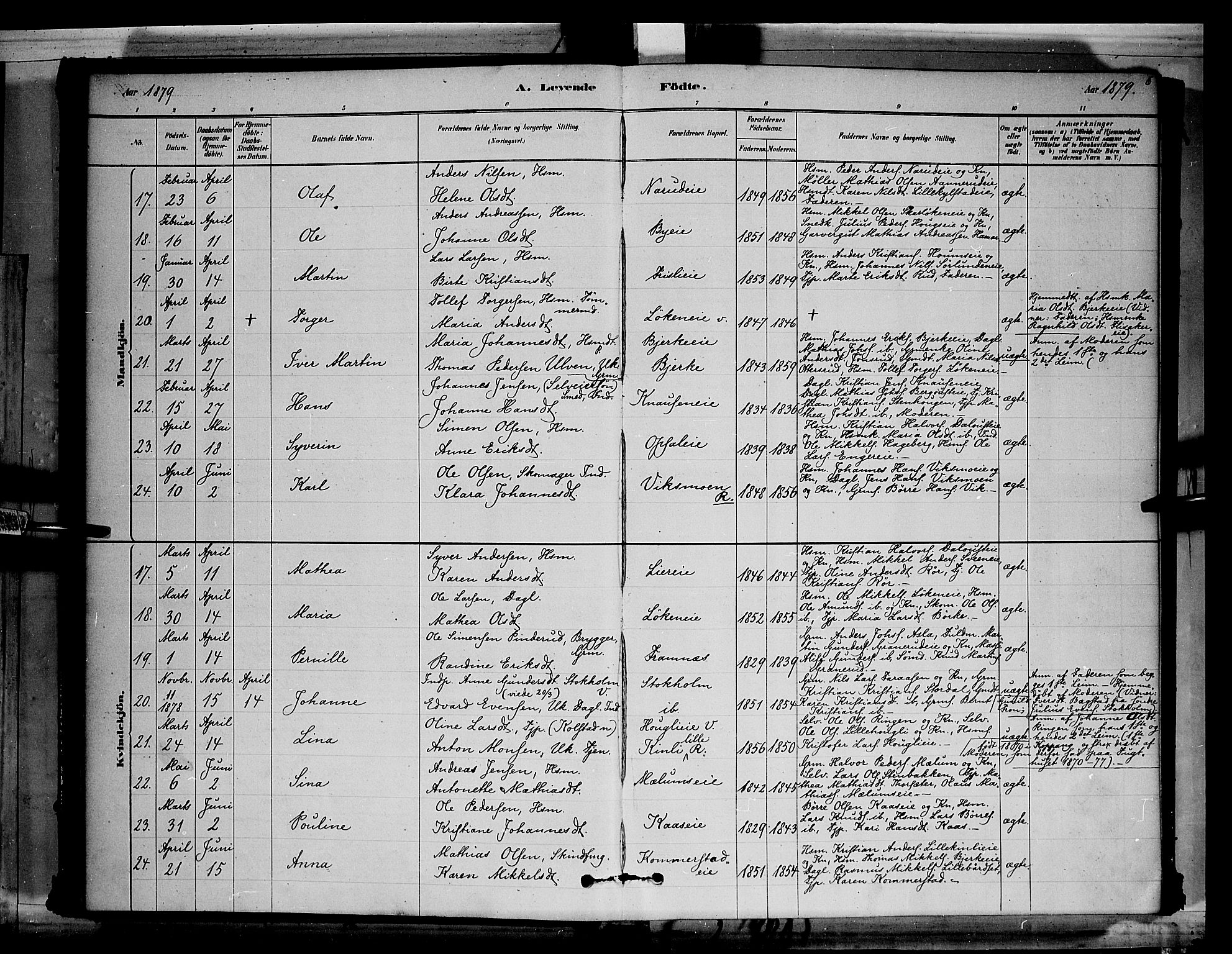 Ringsaker prestekontor, SAH/PREST-014/L/La/L0011: Parish register (copy) no. 11, 1879-1890, p. 6