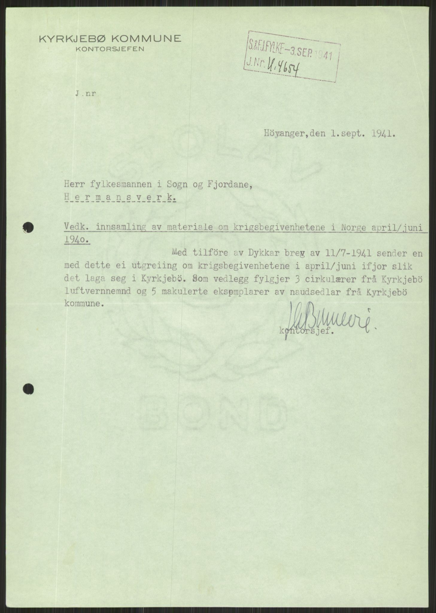 Forsvaret, Forsvarets krigshistoriske avdeling, RA/RAFA-2017/Y/Ya/L0015: II-C-11-31 - Fylkesmenn.  Rapporter om krigsbegivenhetene 1940., 1940, p. 539