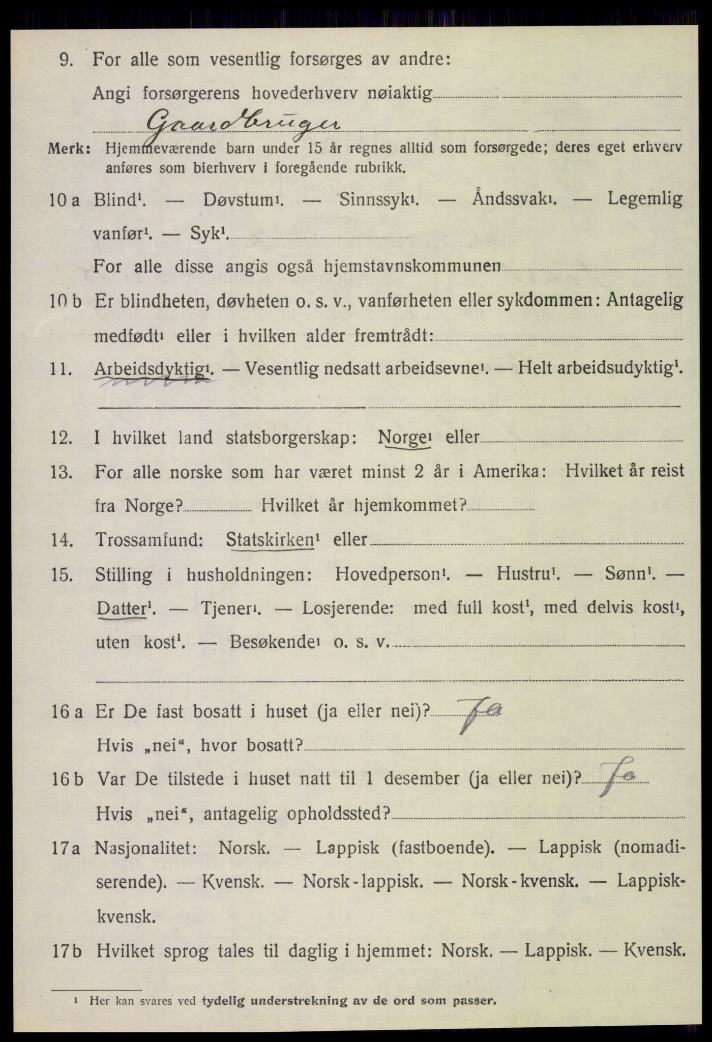 SAT, 1920 census for Fauske, 1920, p. 8373