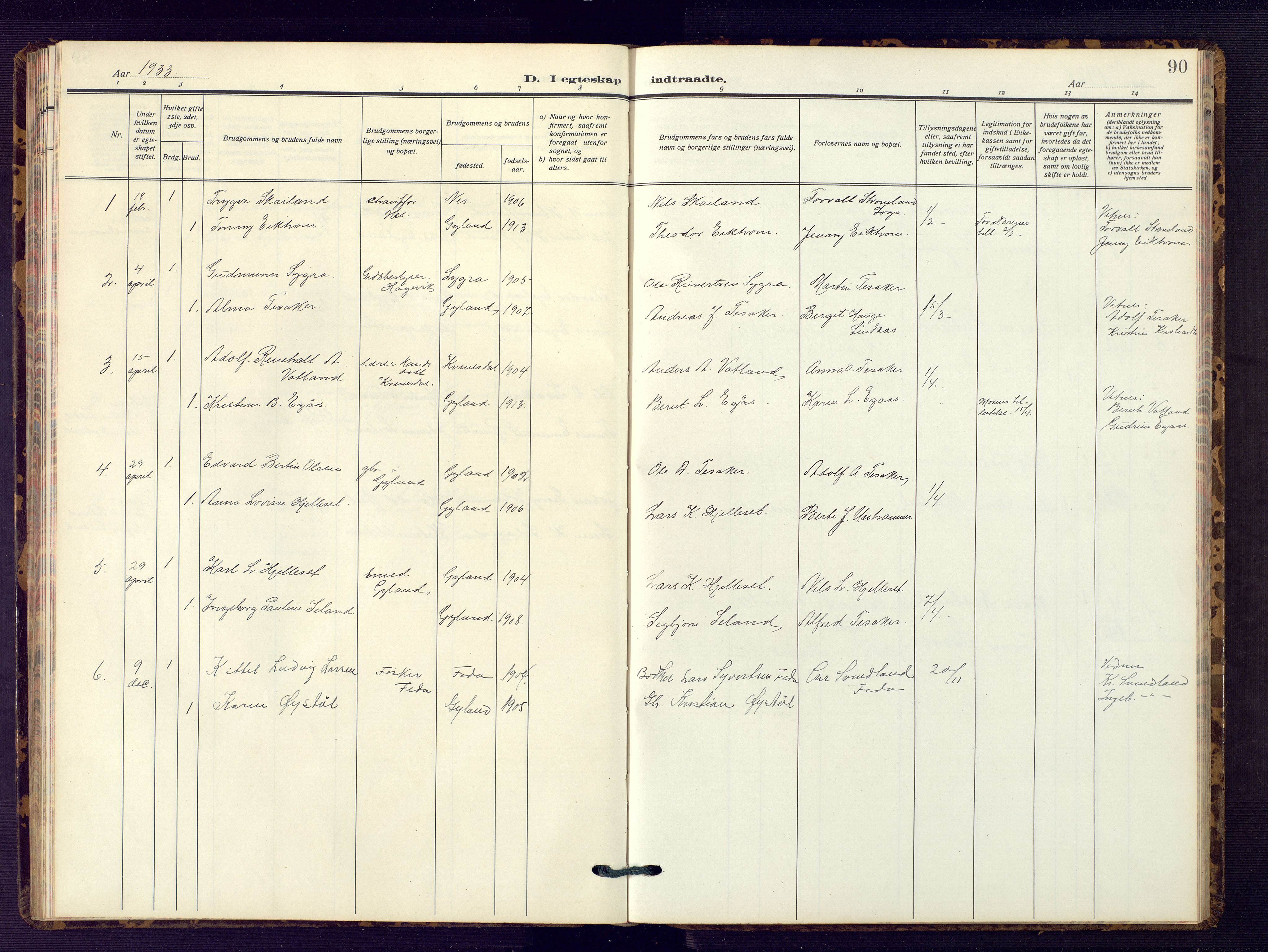 Bakke sokneprestkontor, SAK/1111-0002/F/Fb/Fbb/L0005: Parish register (copy) no. B 5, 1927-1947, p. 90