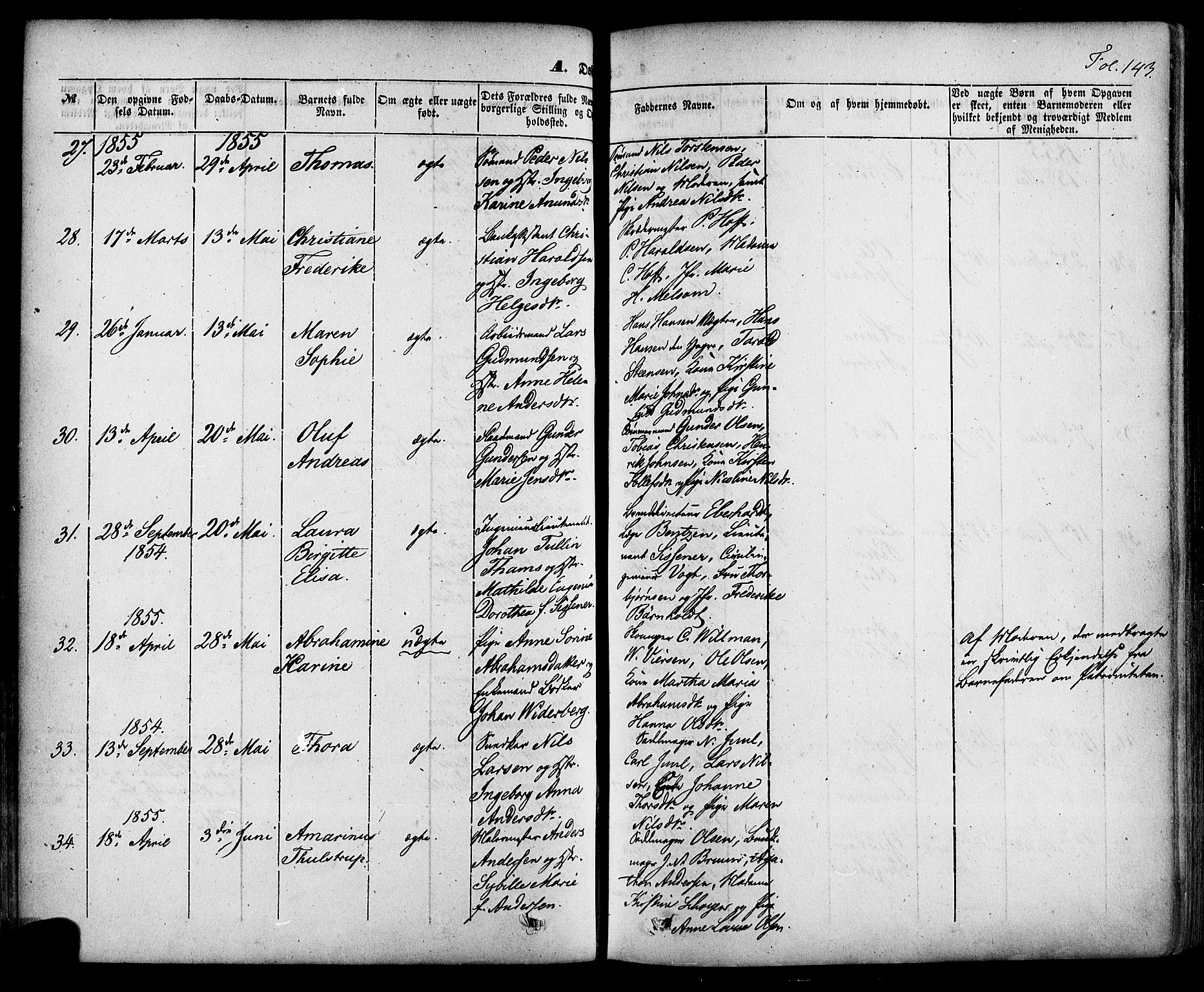 Skien kirkebøker, AV/SAKO-A-302/F/Fa/L0006a: Parish register (official) no. 6A, 1843-1856, p. 143