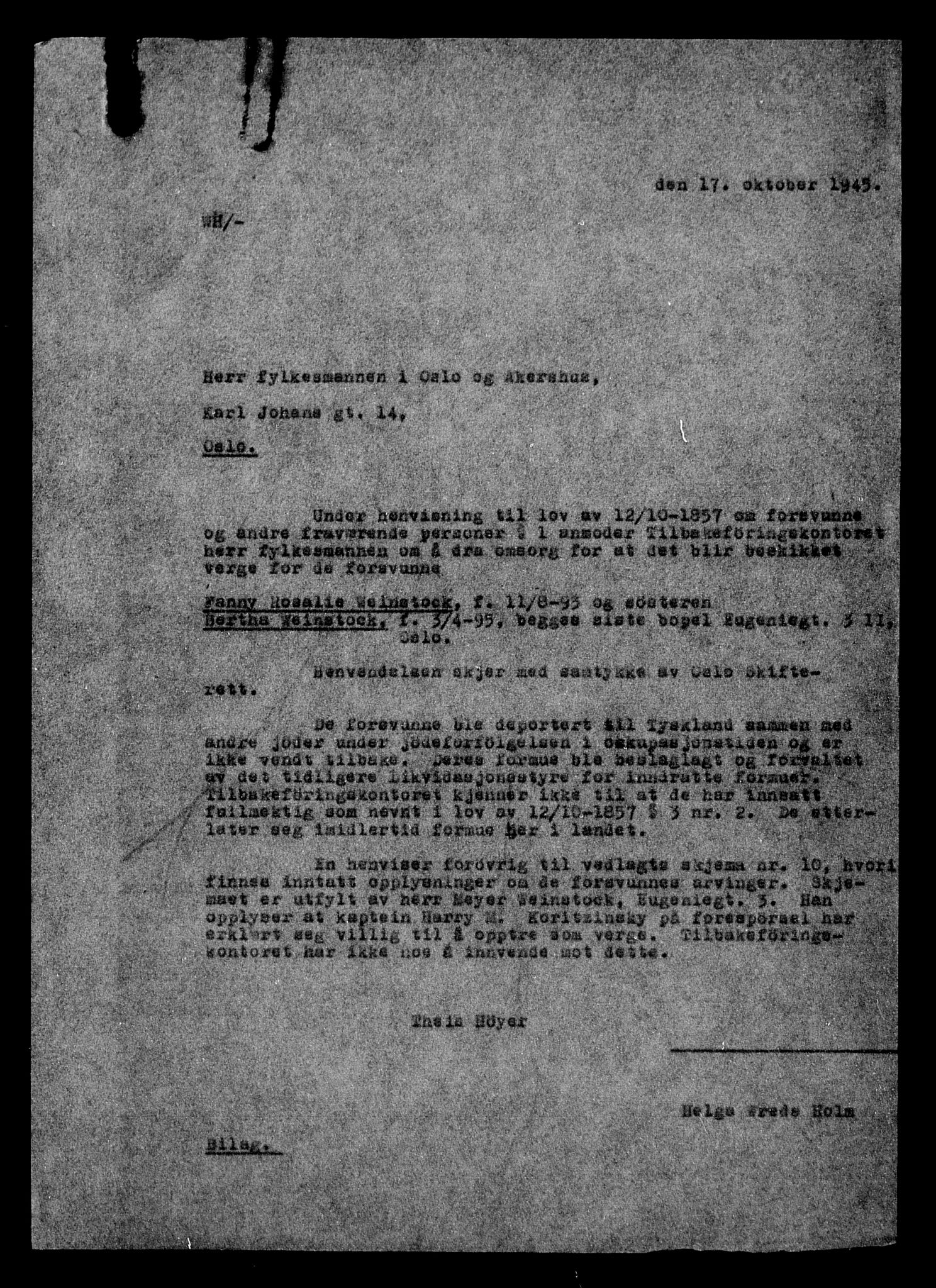 Justisdepartementet, Tilbakeføringskontoret for inndratte formuer, AV/RA-S-1564/H/Hc/Hcc/L0986: --, 1945-1947, p. 34