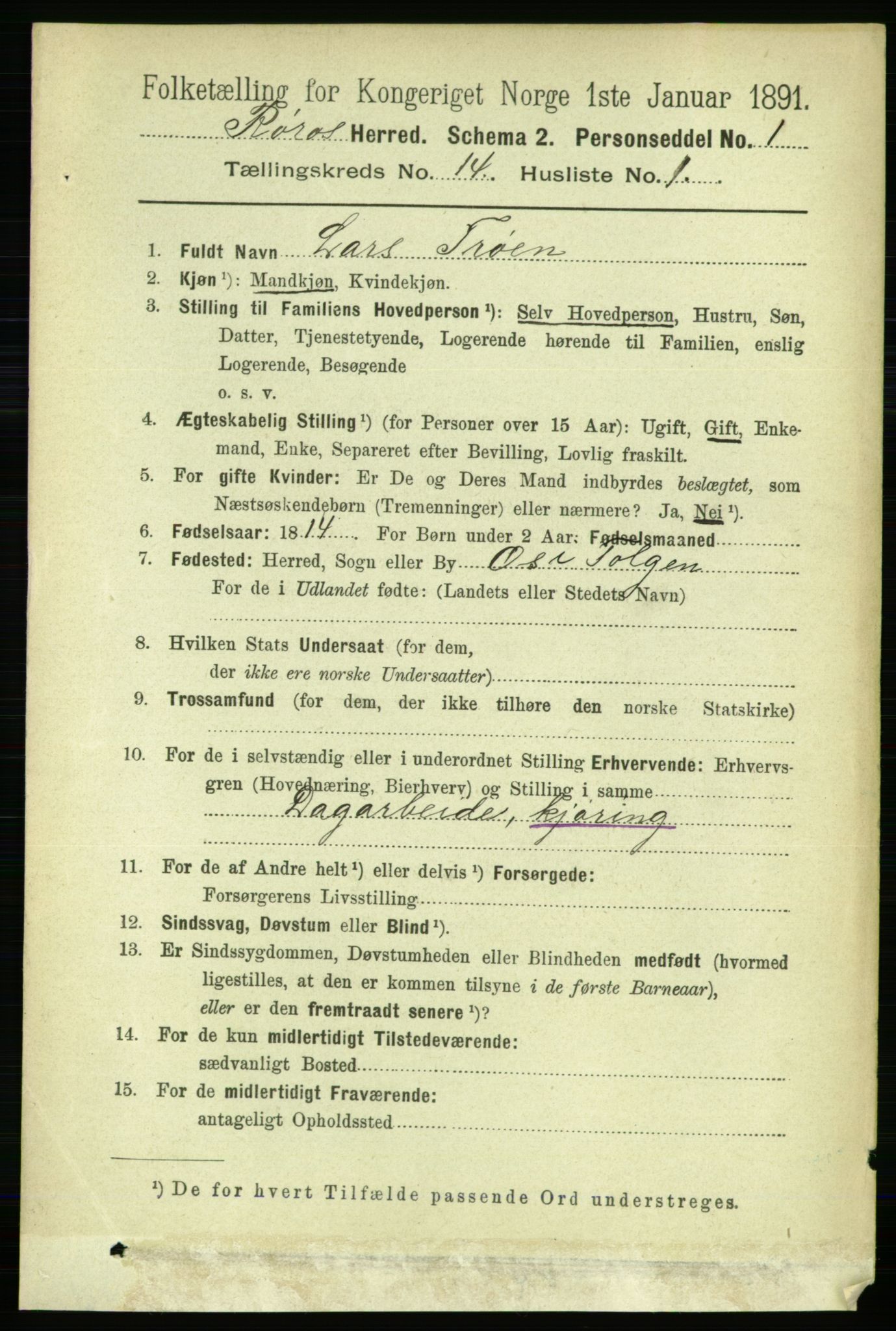 RA, 1891 census for 1640 Røros, 1891, p. 2877