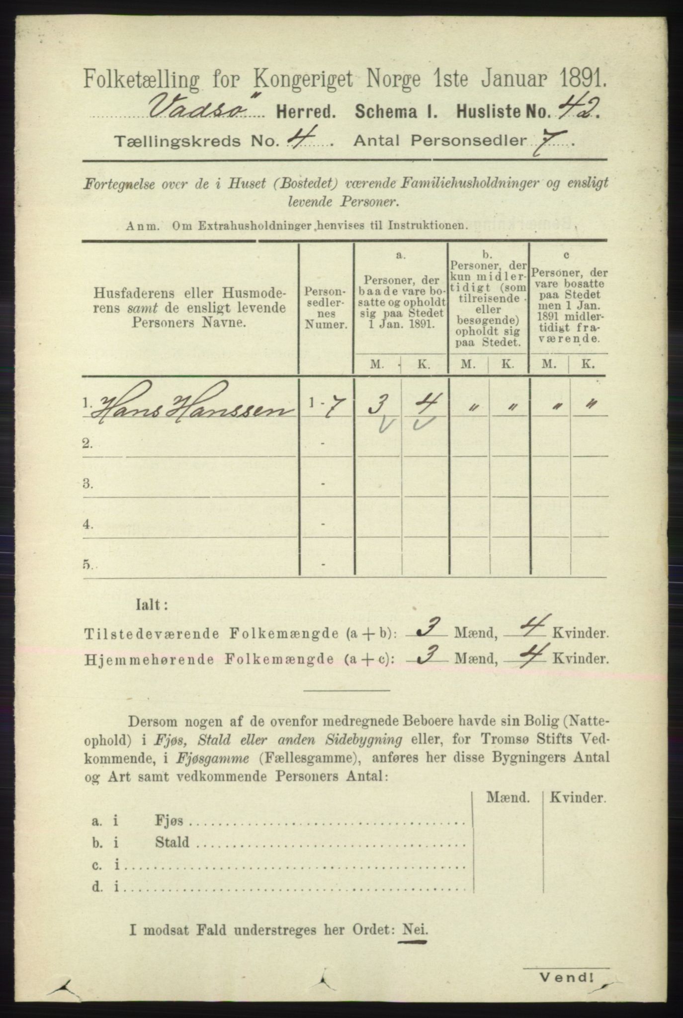 RA, 1891 census for 2029 Vadsø, 1891, p. 1185