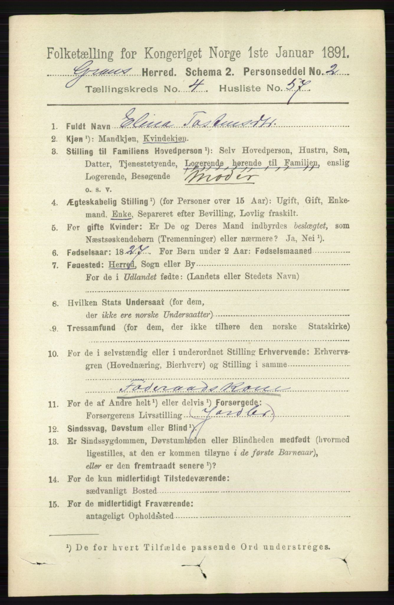 RA, 1891 census for 0534 Gran, 1891, p. 1511