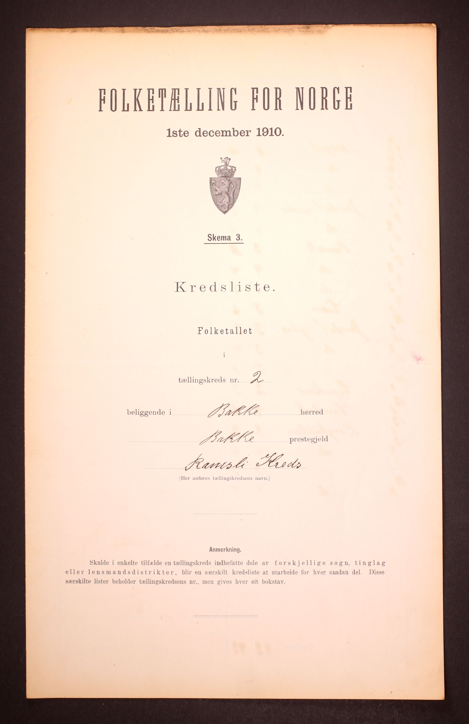 RA, 1910 census for Bakke, 1910, p. 7