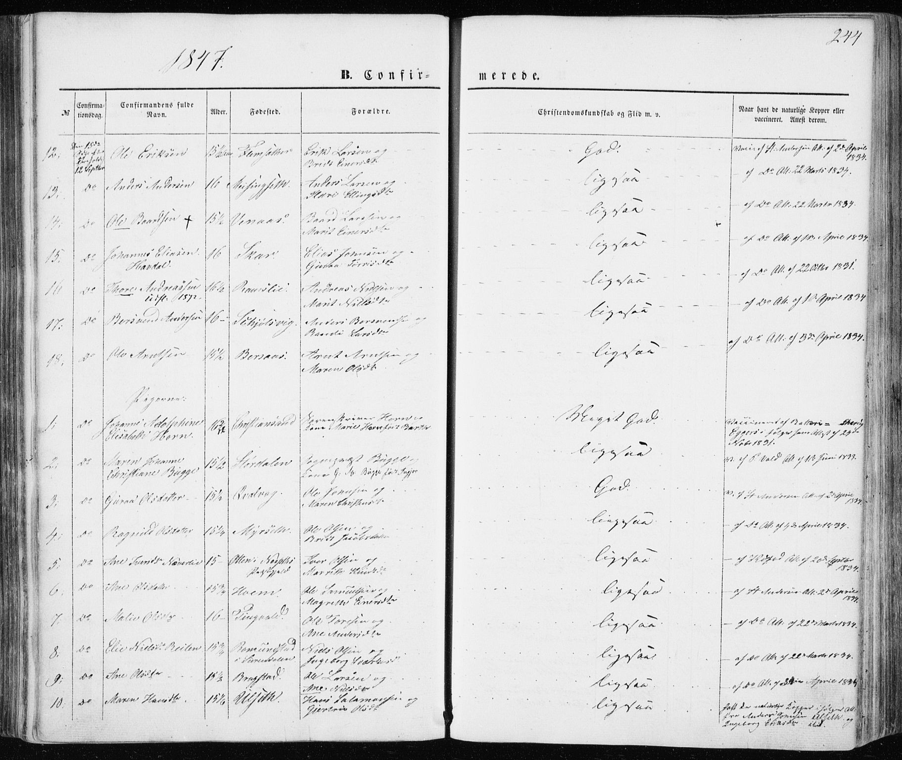 Ministerialprotokoller, klokkerbøker og fødselsregistre - Møre og Romsdal, AV/SAT-A-1454/586/L0984: Parish register (official) no. 586A10, 1844-1856, p. 244