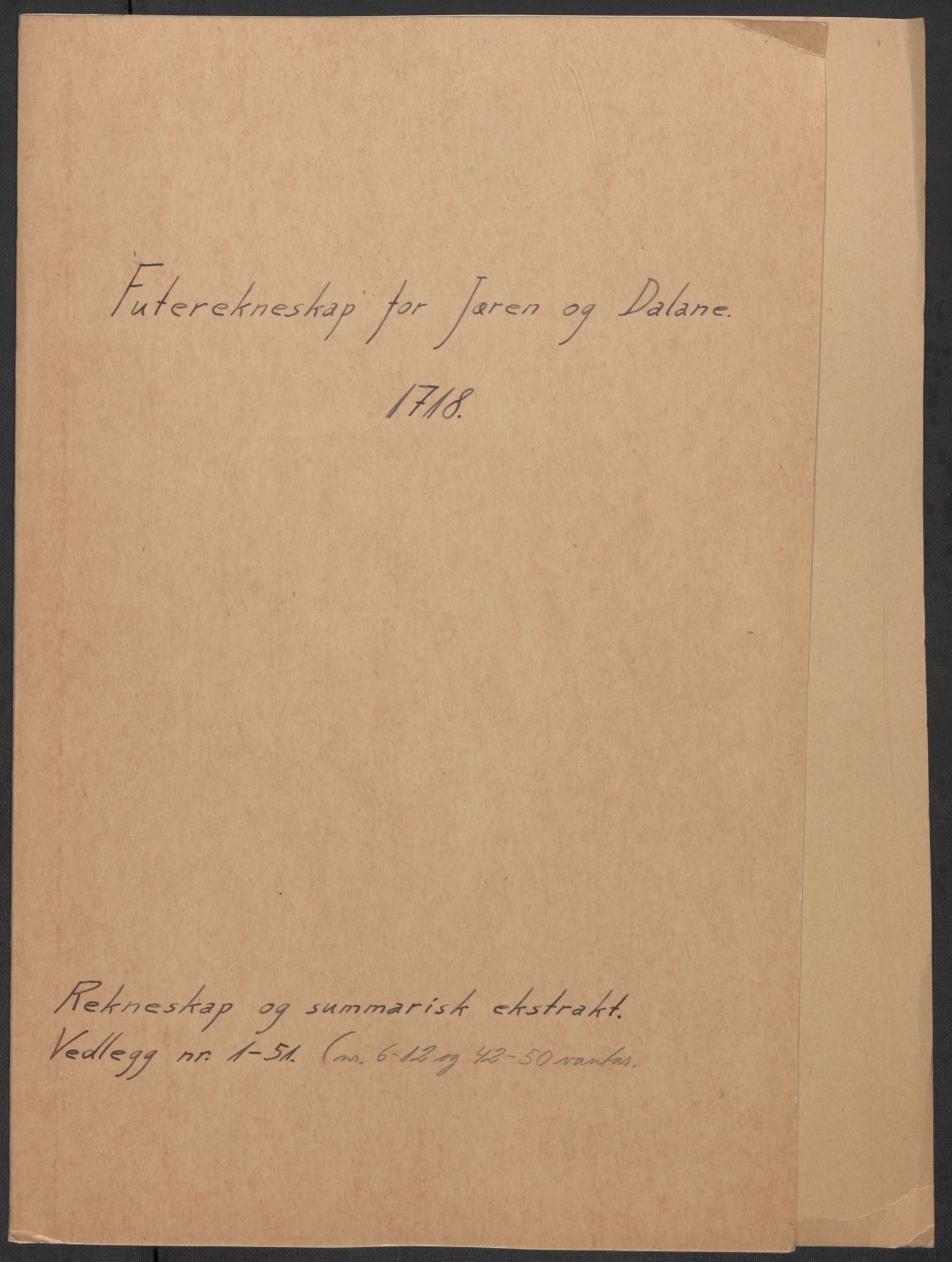 Rentekammeret inntil 1814, Reviderte regnskaper, Fogderegnskap, RA/EA-4092/R46/L2743: Fogderegnskap Jæren og Dalane, 1718, p. 2