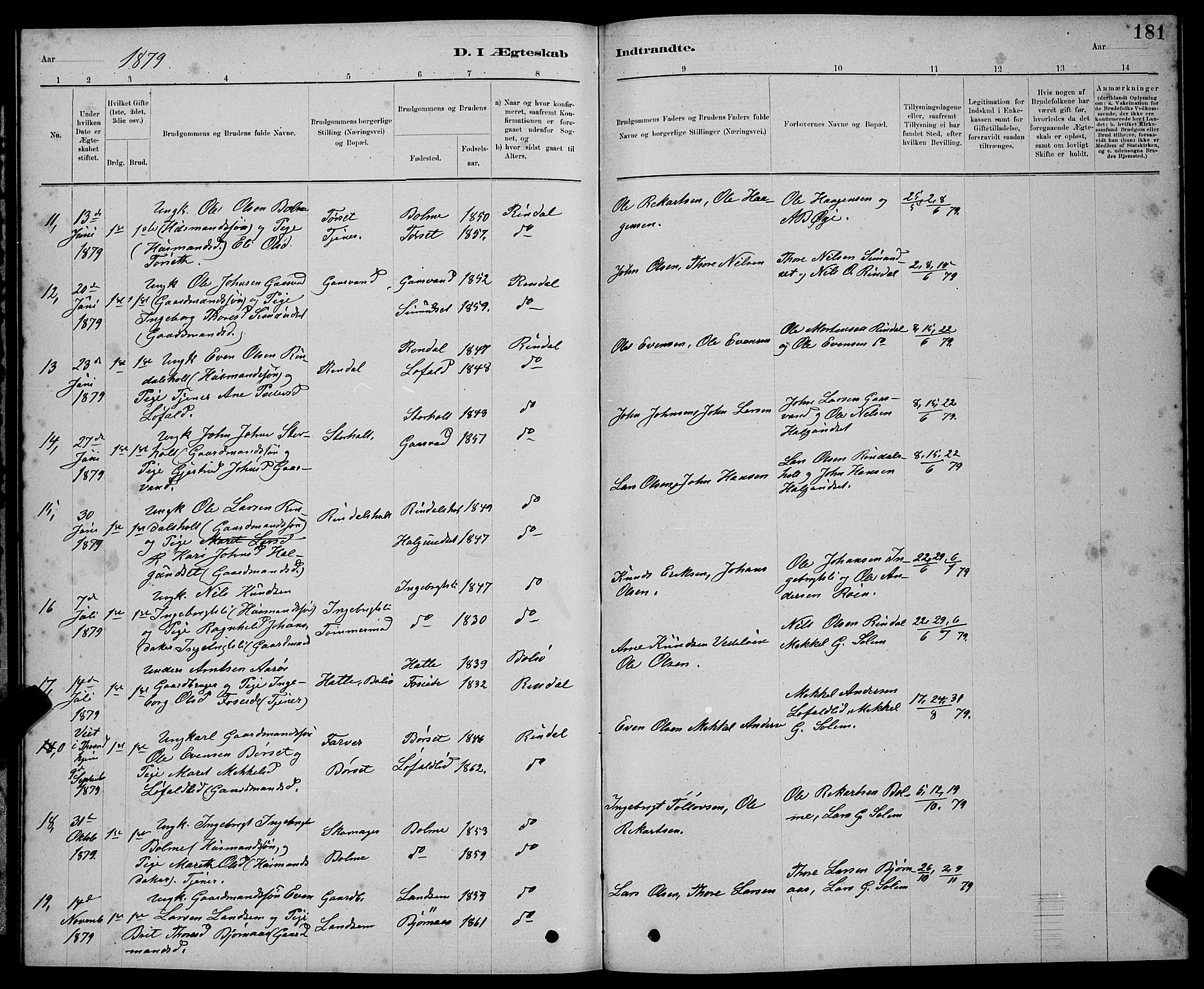 Ministerialprotokoller, klokkerbøker og fødselsregistre - Møre og Romsdal, AV/SAT-A-1454/598/L1077: Parish register (copy) no. 598C02, 1879-1891, p. 181