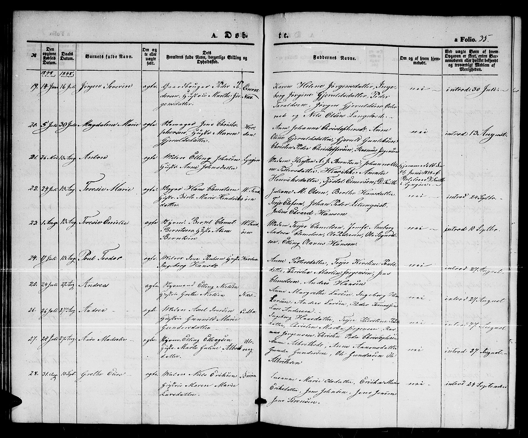 Dypvåg sokneprestkontor, AV/SAK-1111-0007/F/Fb/Fba/L0010: Parish register (copy) no. B 10, 1842-1857, p. 35