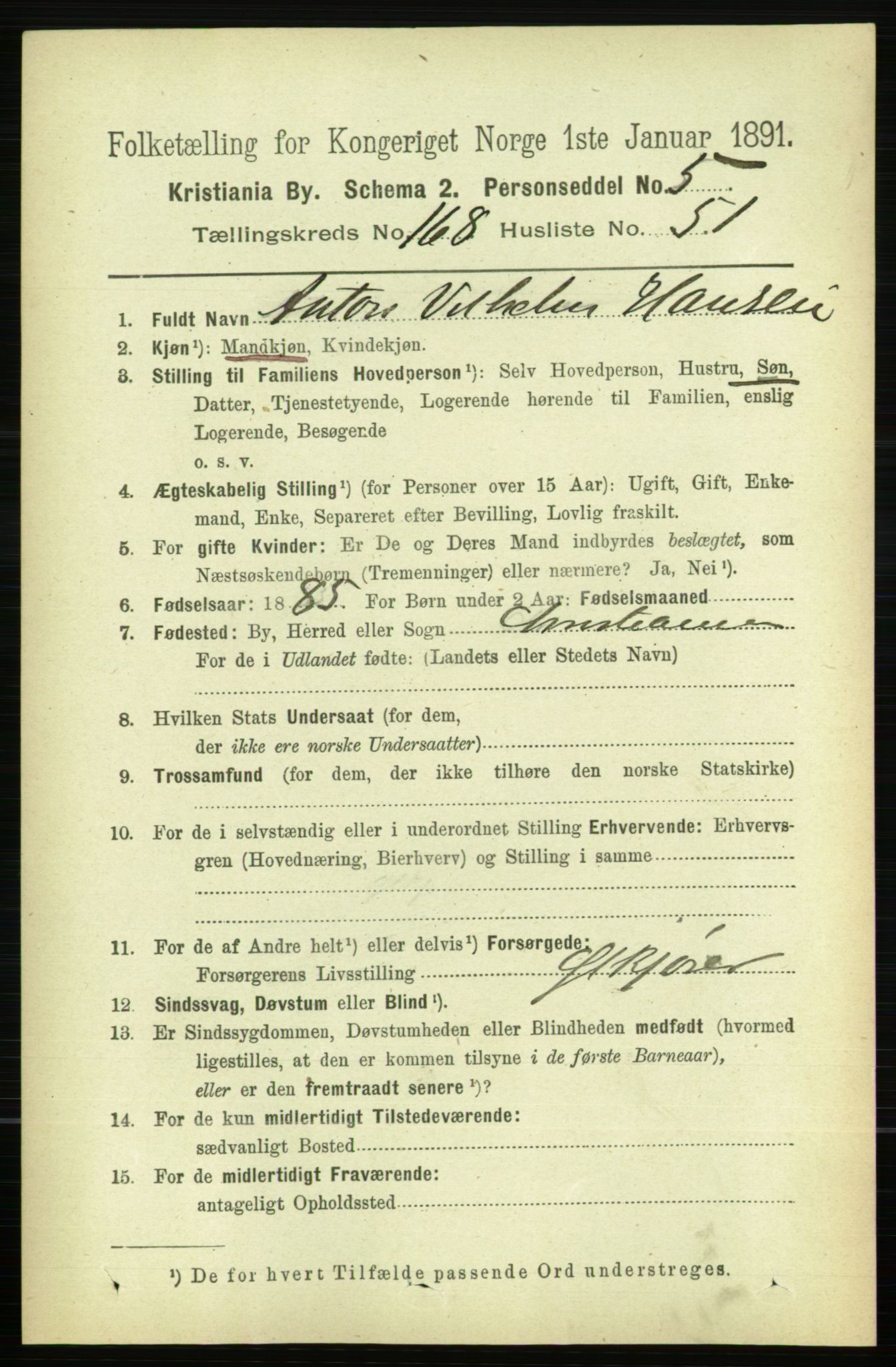 RA, 1891 census for 0301 Kristiania, 1891, p. 98729