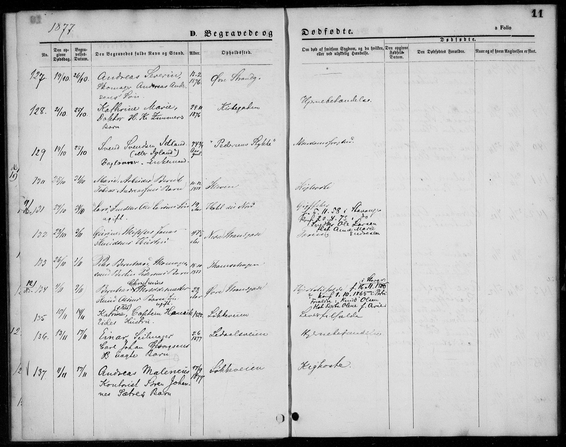 Domkirken sokneprestkontor, SAST/A-101812/001/30/30BA/L0024: Parish register (official) no. A 23, 1877-1877, p. 11