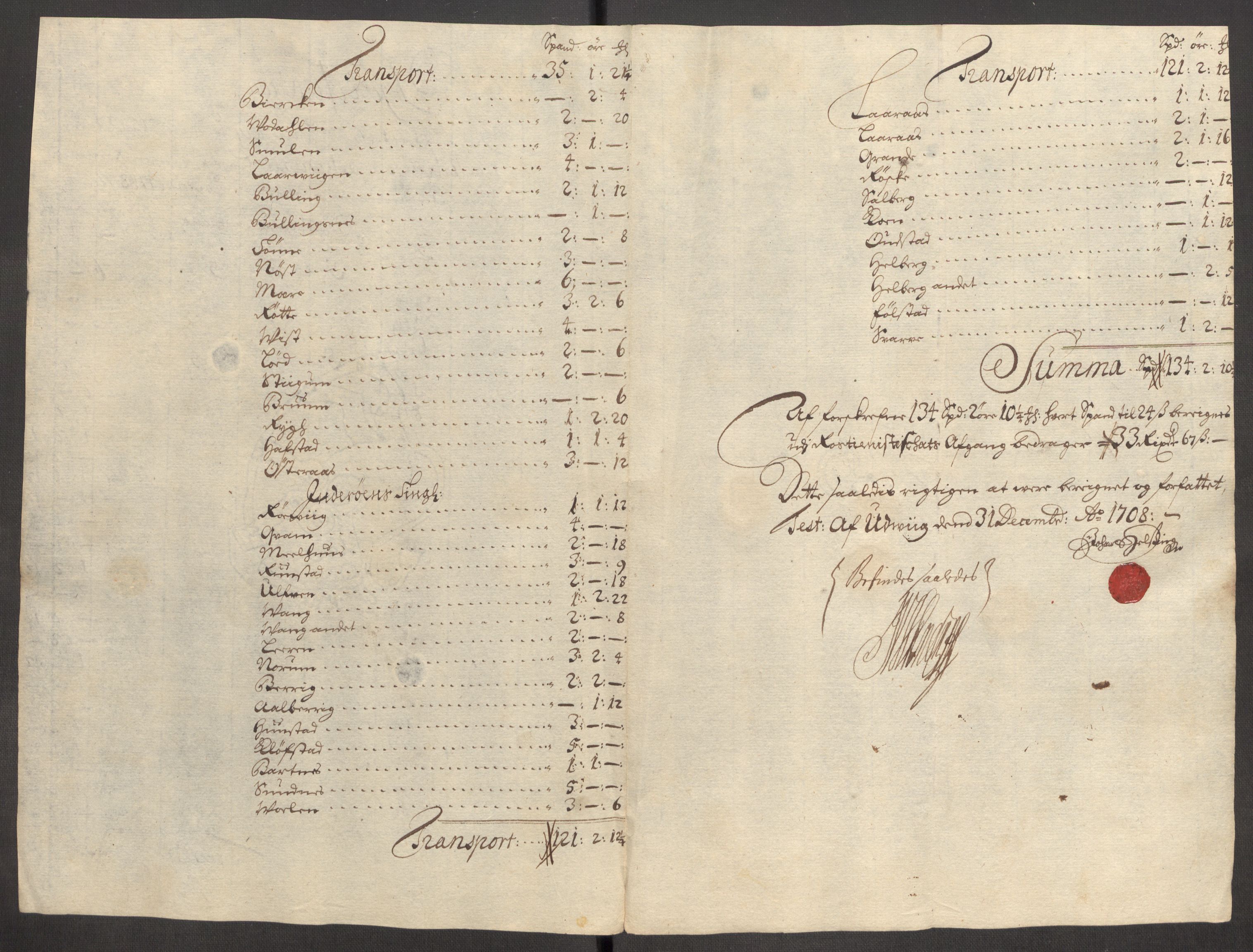 Rentekammeret inntil 1814, Reviderte regnskaper, Fogderegnskap, RA/EA-4092/R63/L4316: Fogderegnskap Inderøy, 1708, p. 241