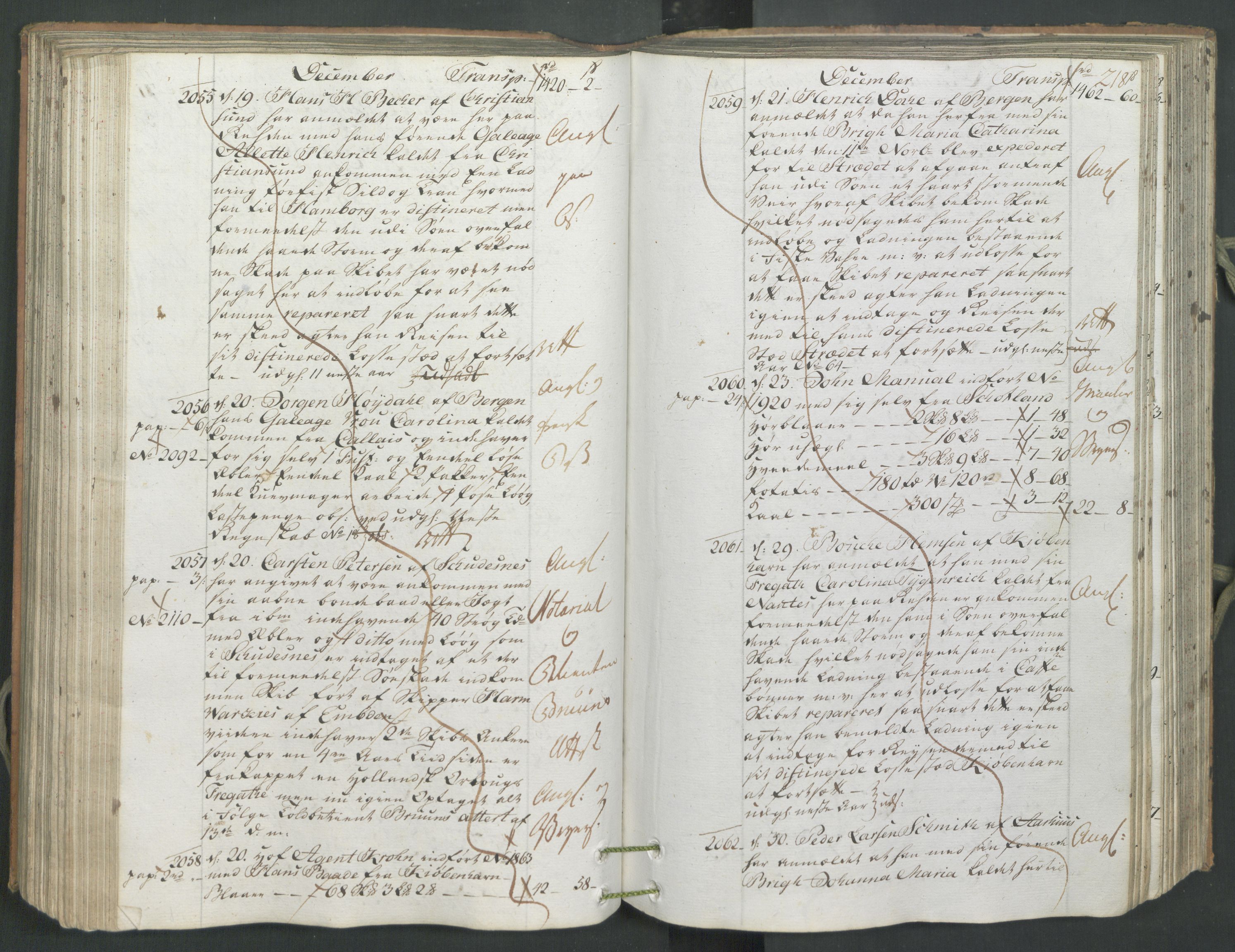 Generaltollkammeret, tollregnskaper, AV/RA-EA-5490/R26/L0222/0001: Tollregnskaper Bergen A / Inngående hovedtollbok, 1786, p. 217b-218a