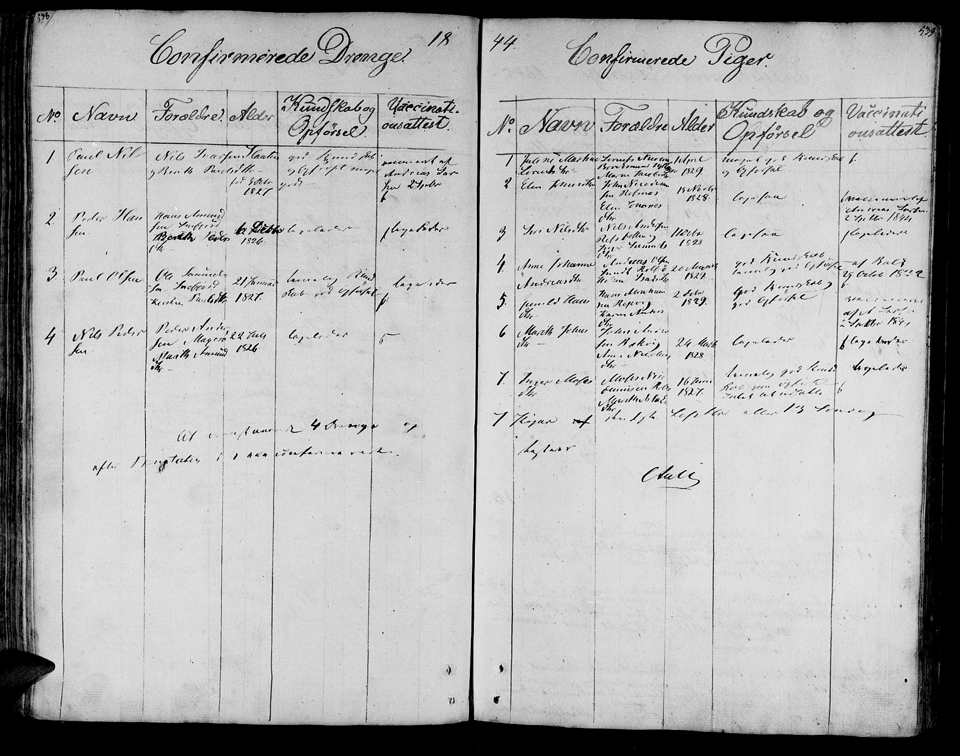 Måsøy sokneprestkontor, AV/SATØ-S-1348/H/Ha/L0001kirke: Parish register (official) no. 1, 1806-1851, p. 538-539