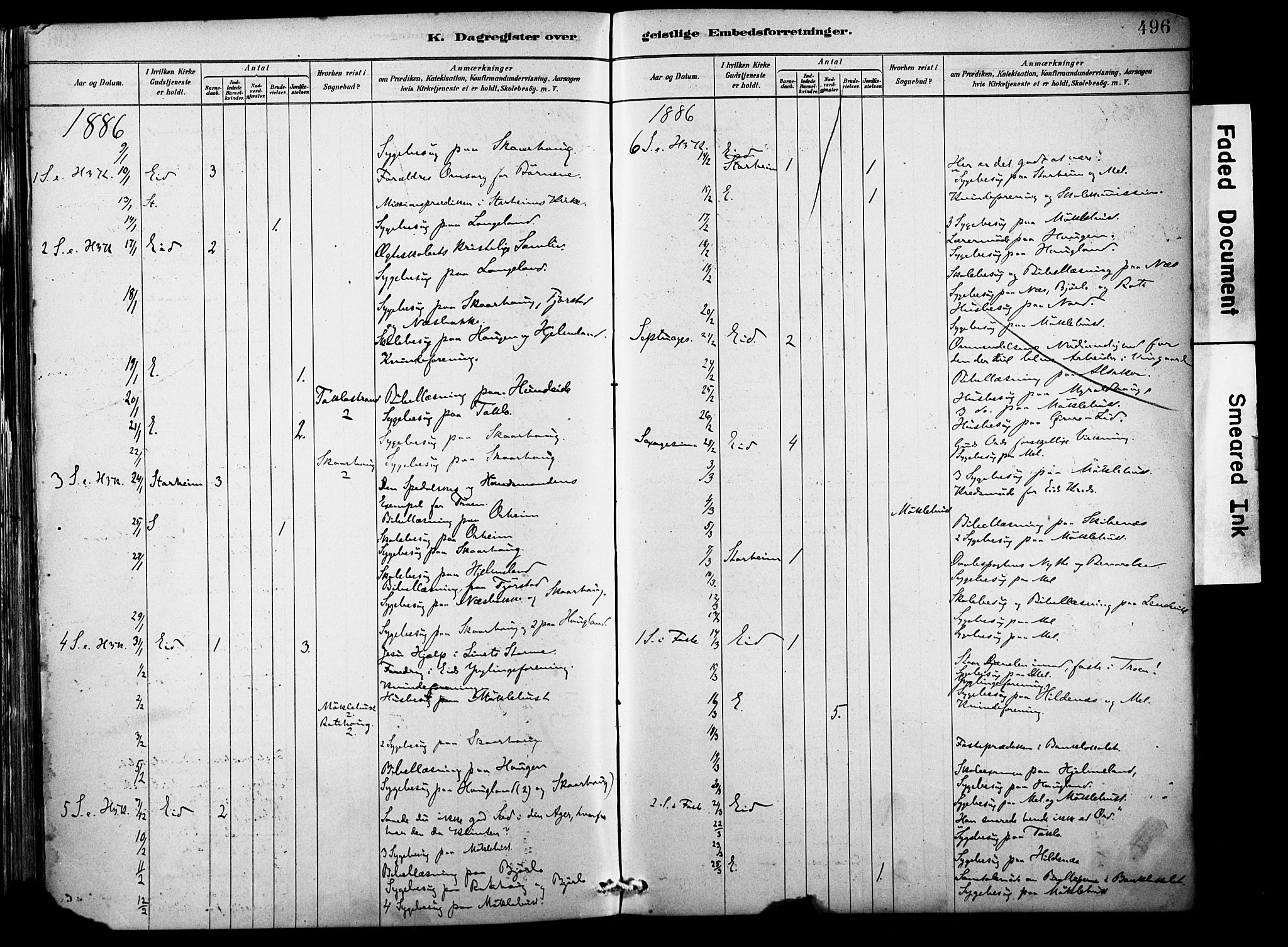 Eid sokneprestembete, AV/SAB-A-82301/H/Haa/Haab/L0001: Parish register (official) no. B 1, 1879-1906, p. 496