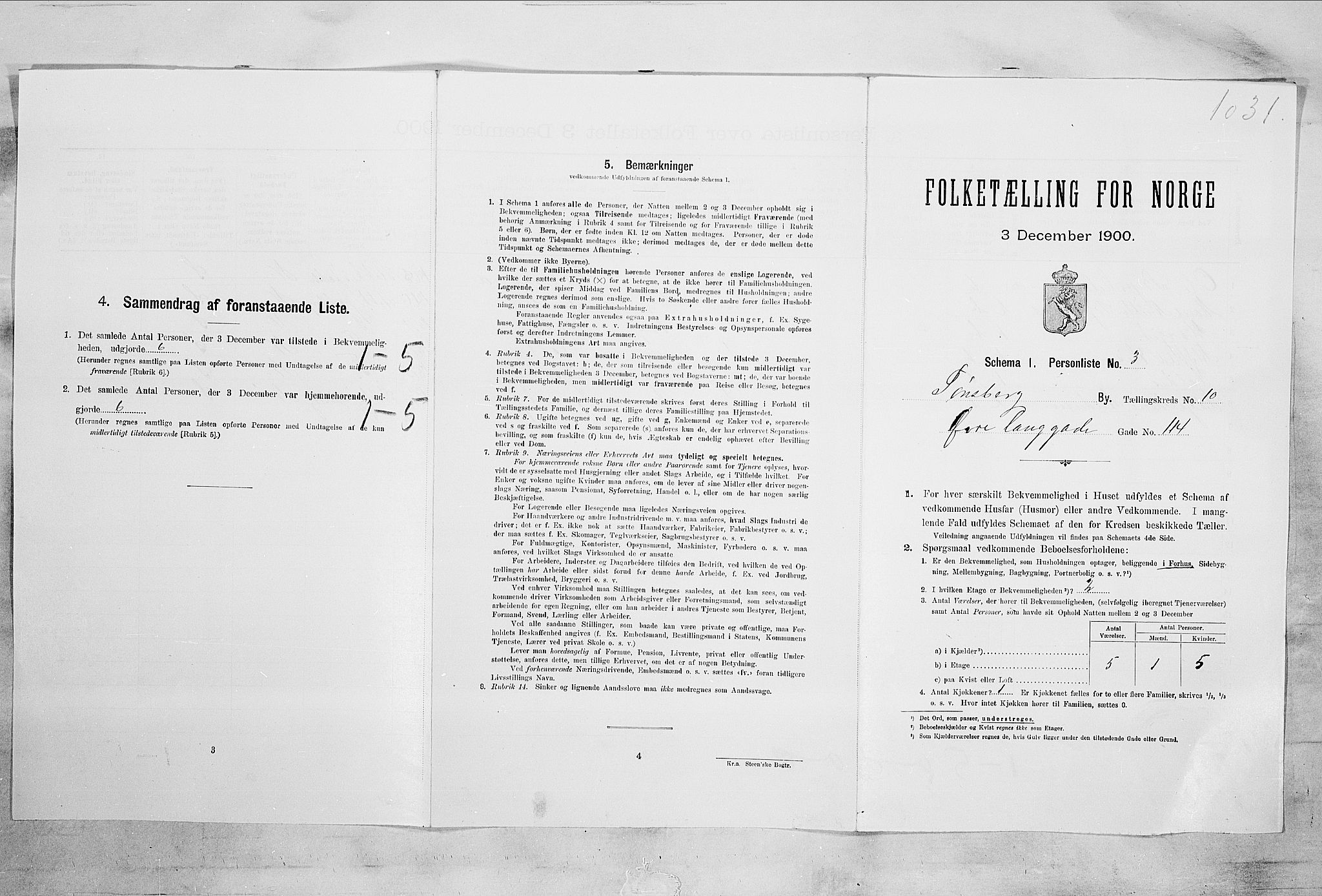 RA, 1900 census for Tønsberg, 1900, p. 1408
