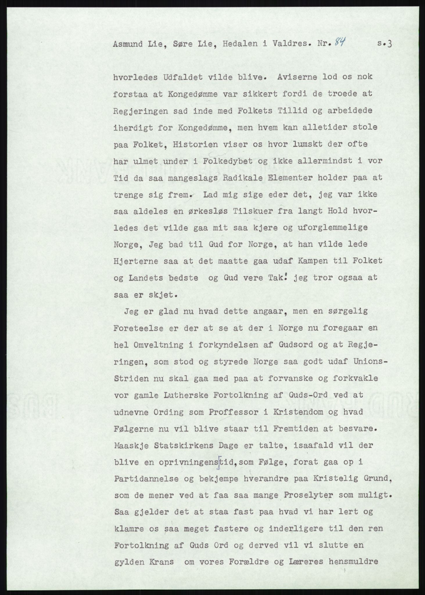 Samlinger til kildeutgivelse, Amerikabrevene, AV/RA-EA-4057/F/L0013: Innlån fra Oppland: Lie (brevnr 79-115) - Nordrum, 1838-1914, p. 77