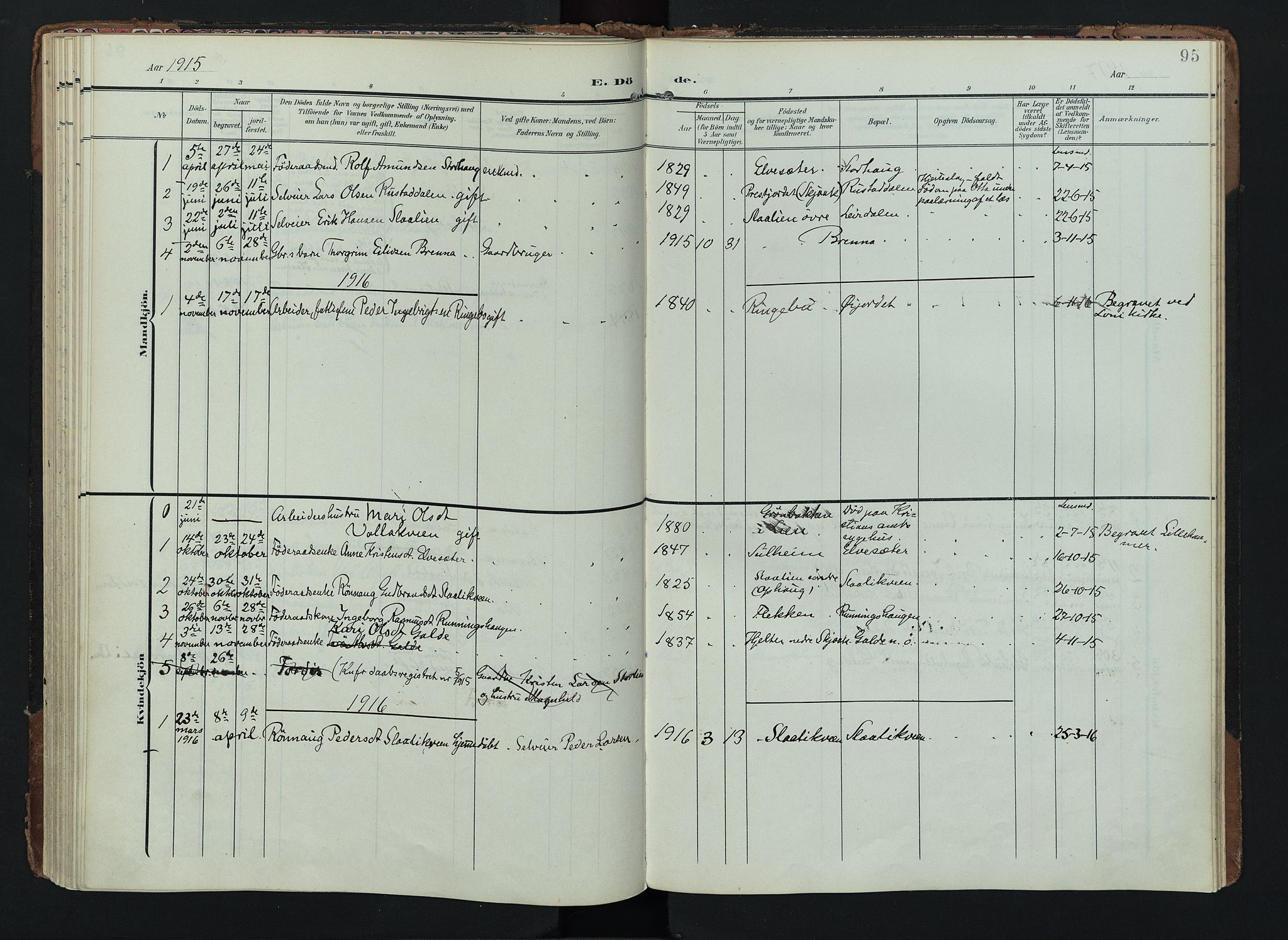 Lom prestekontor, AV/SAH-PREST-070/K/L0012: Parish register (official) no. 12, 1904-1928, p. 95