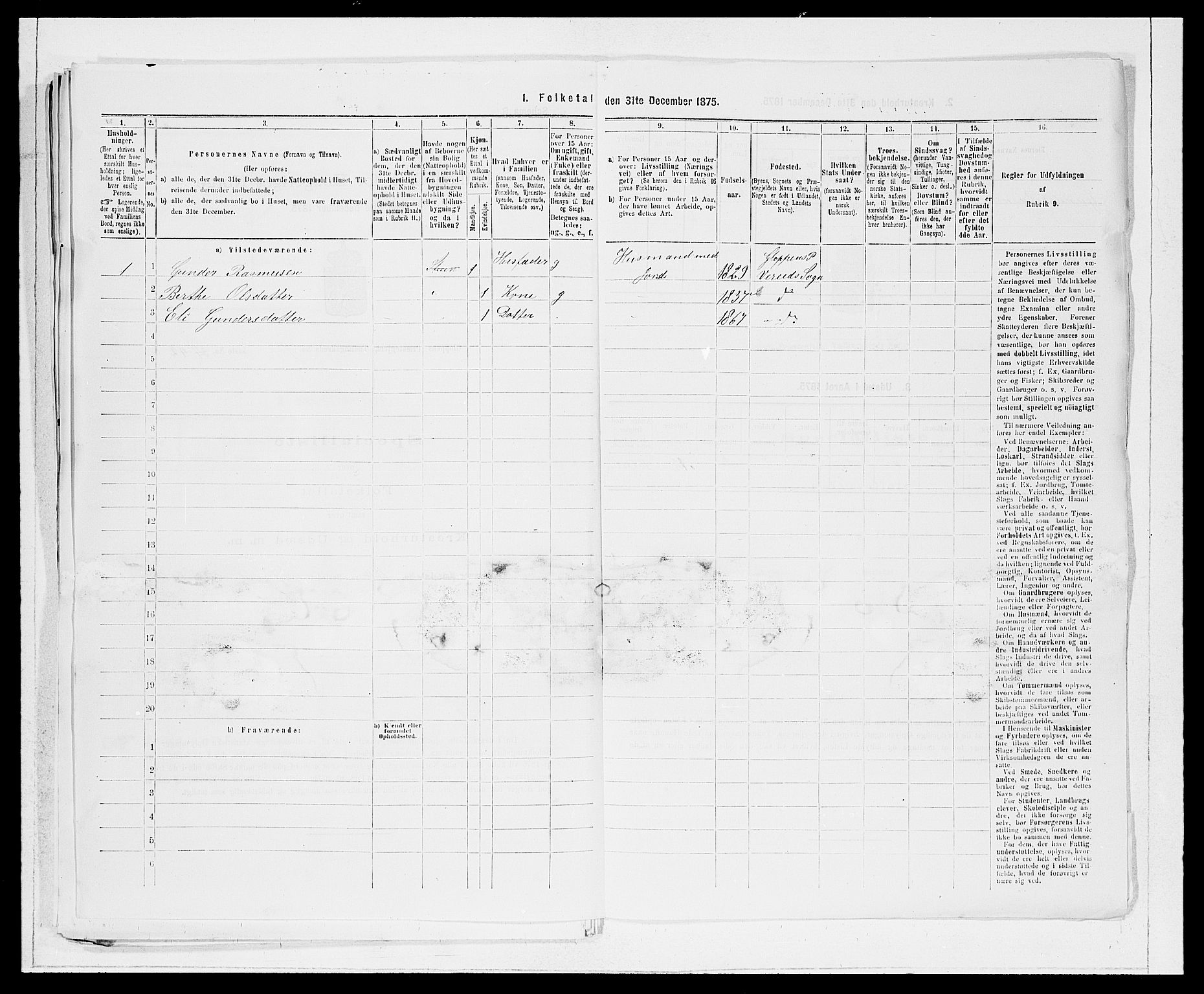 SAB, 1875 Census for 1445P Gloppen, 1875, p. 854