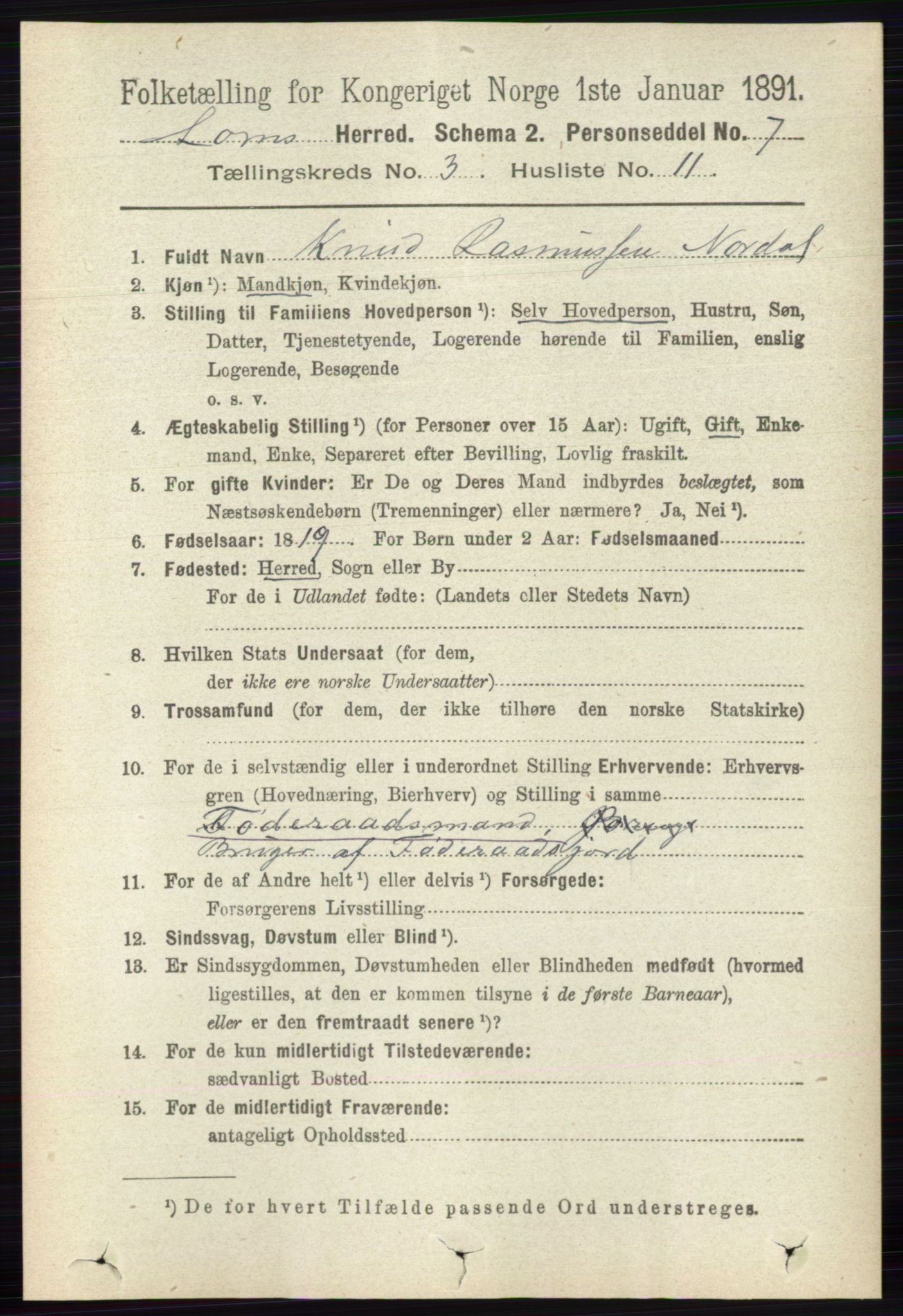 RA, 1891 census for 0514 Lom, 1891, p. 1320