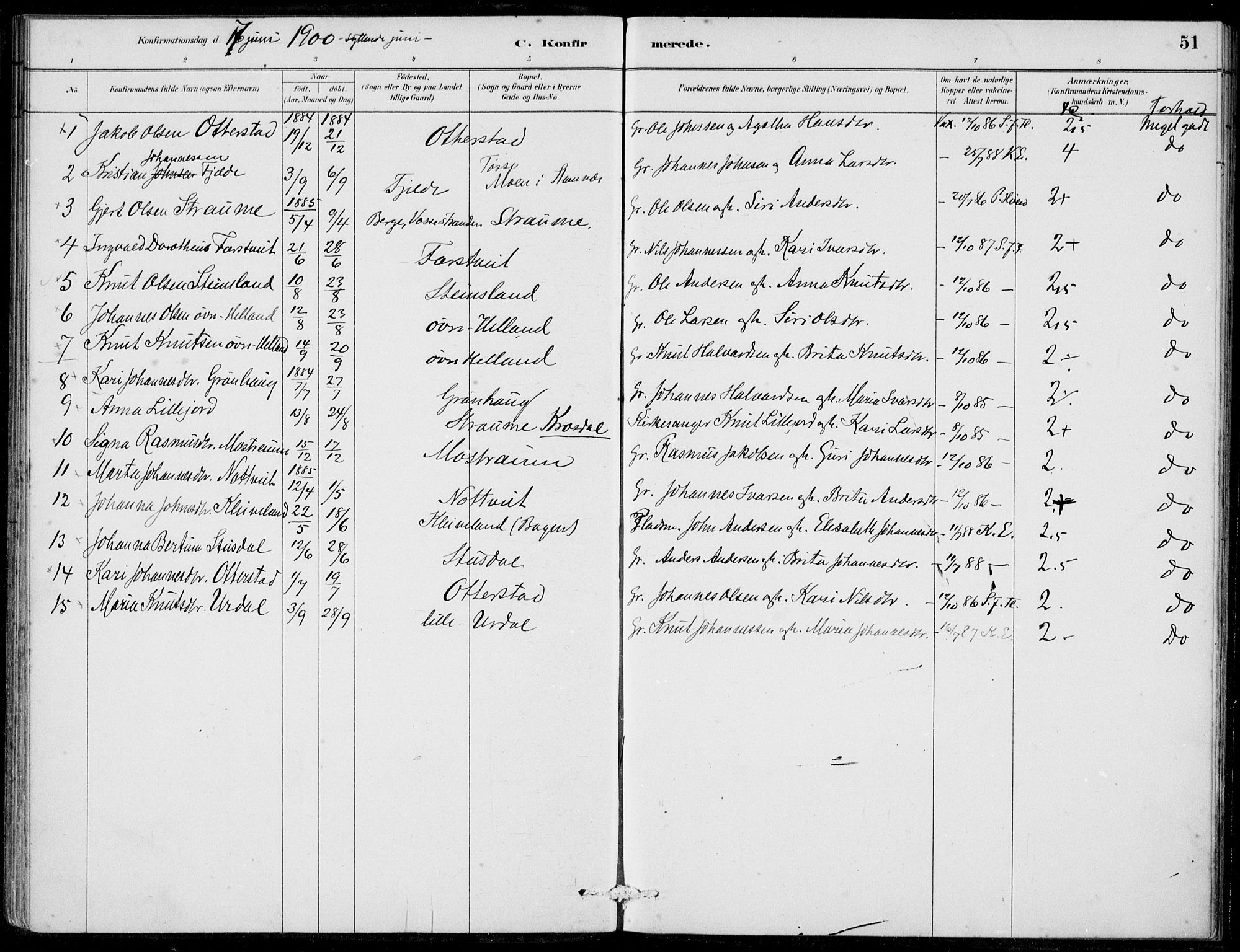Hosanger sokneprestembete, SAB/A-75801/H/Haa: Parish register (official) no. C  1, 1880-1900, p. 51