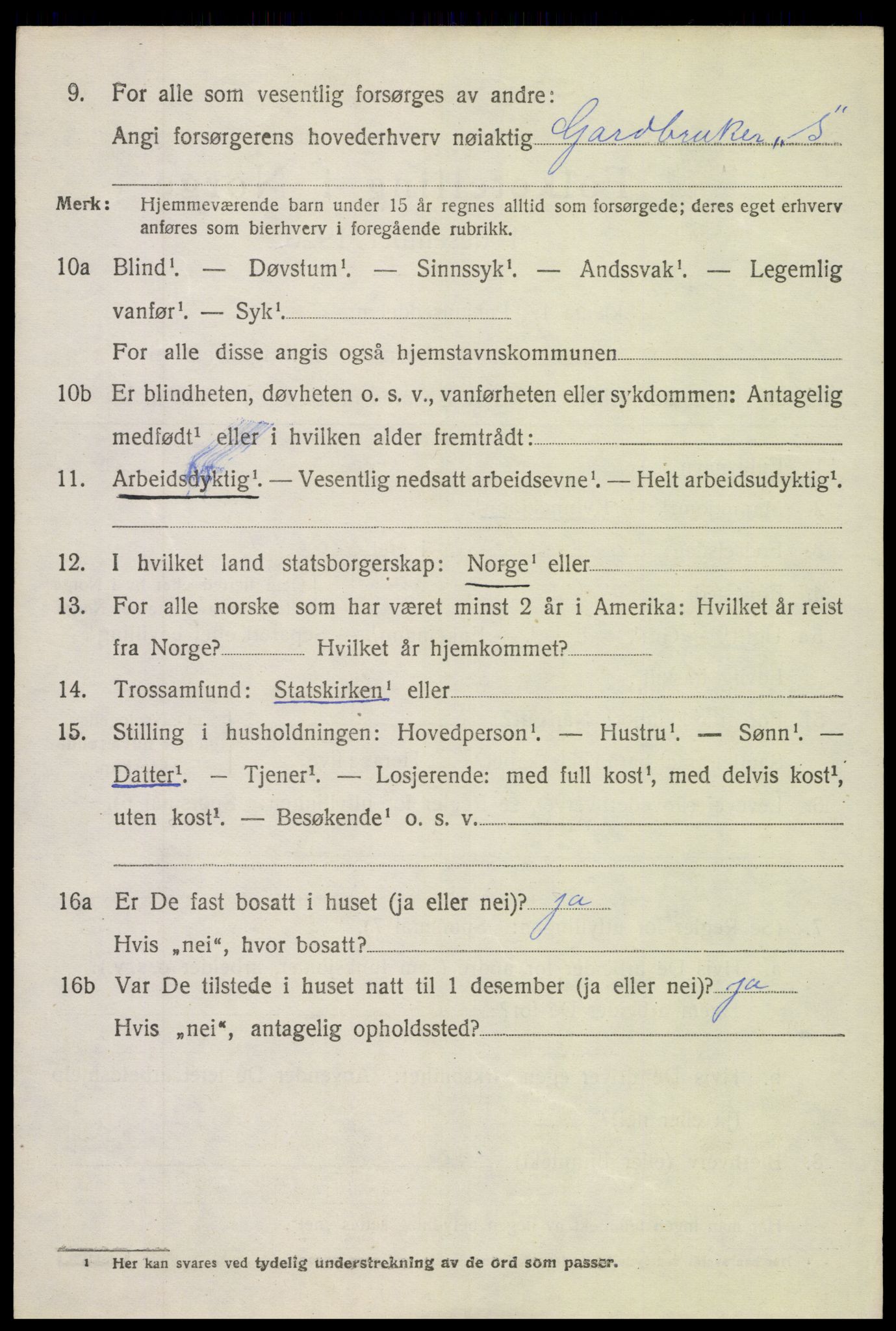 SAH, 1920 census for Vang (Oppland), 1920, p. 2626