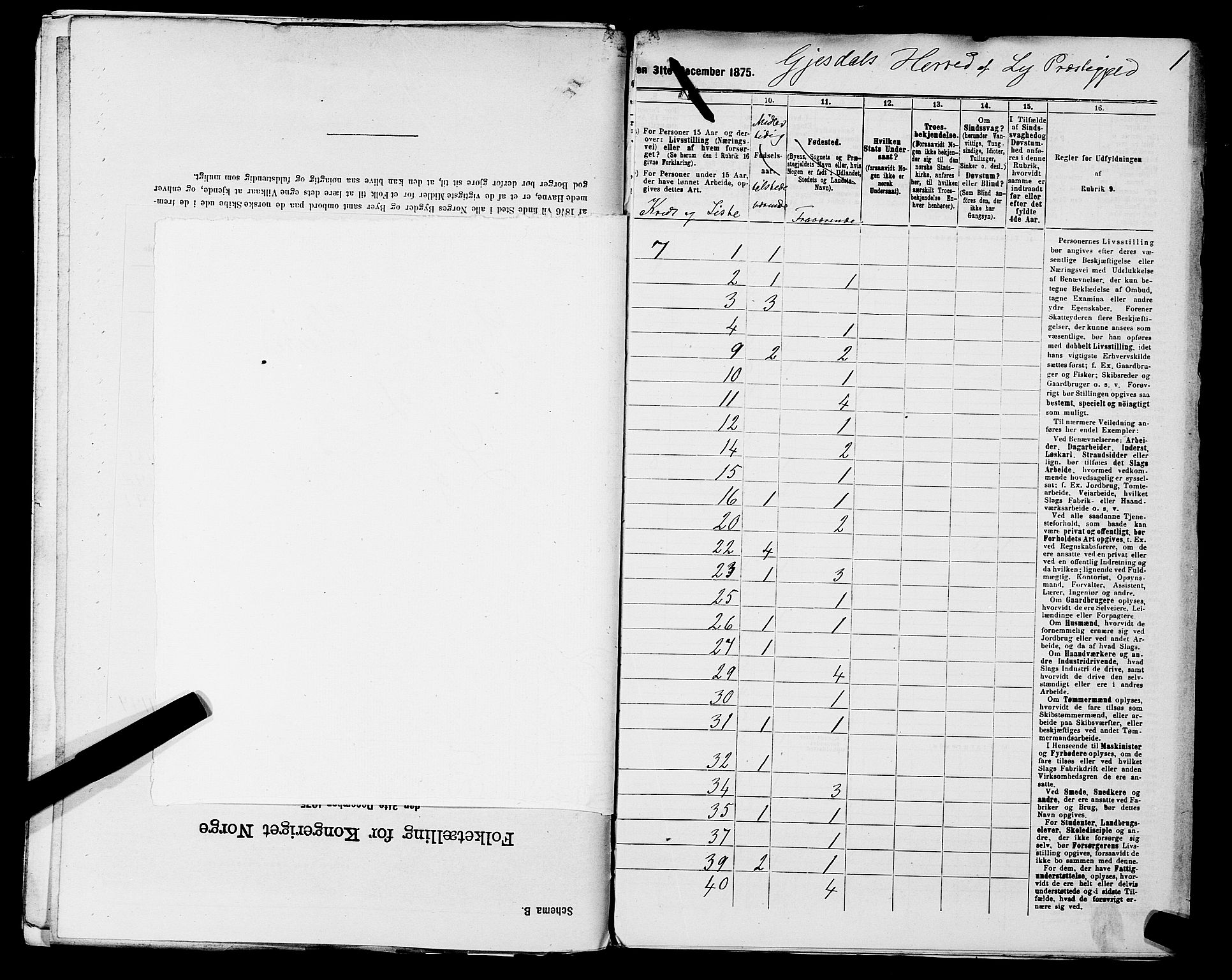 SAST, 1875 census for 1121P Lye, 1875, p. 40