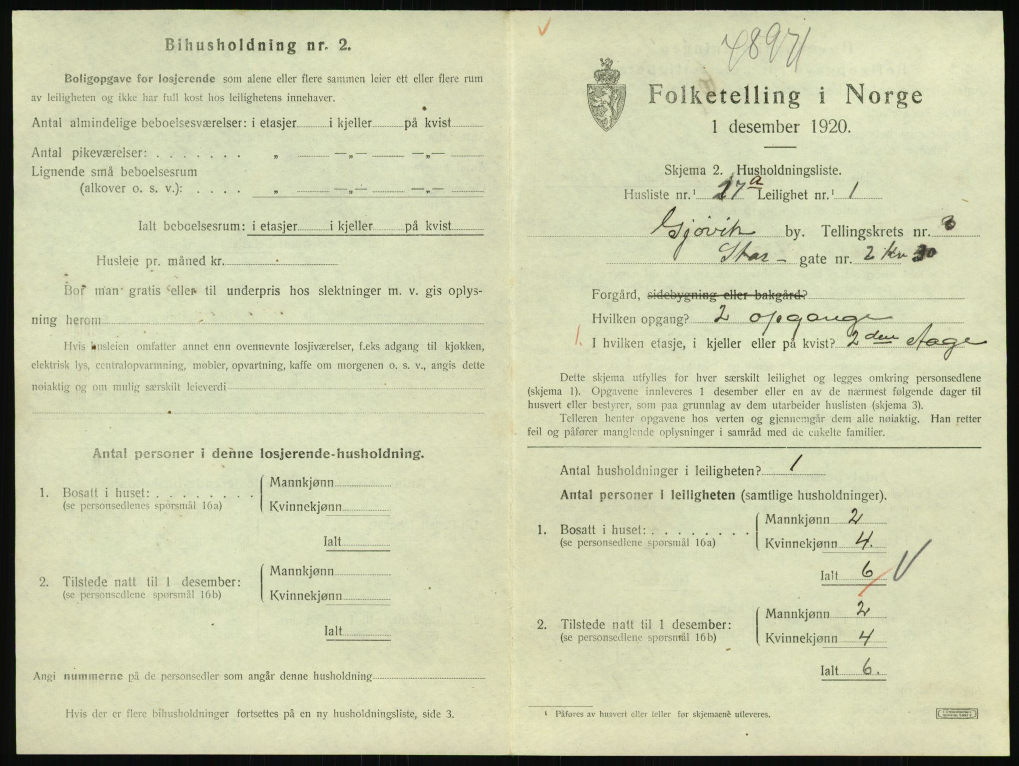 SAH, 1920 census for Gjøvik, 1920, p. 1530