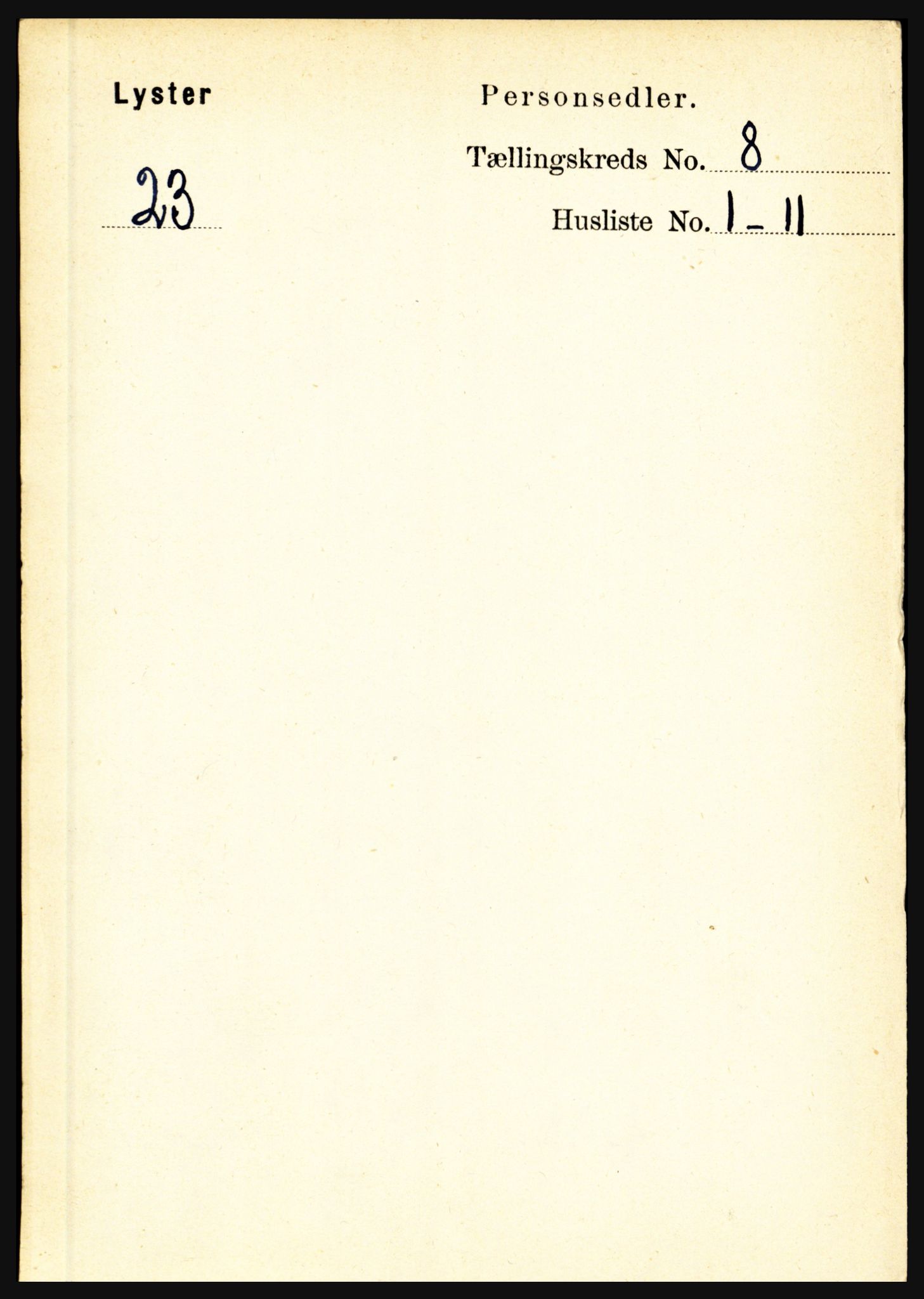 RA, 1891 census for 1426 Luster, 1891, p. 2685