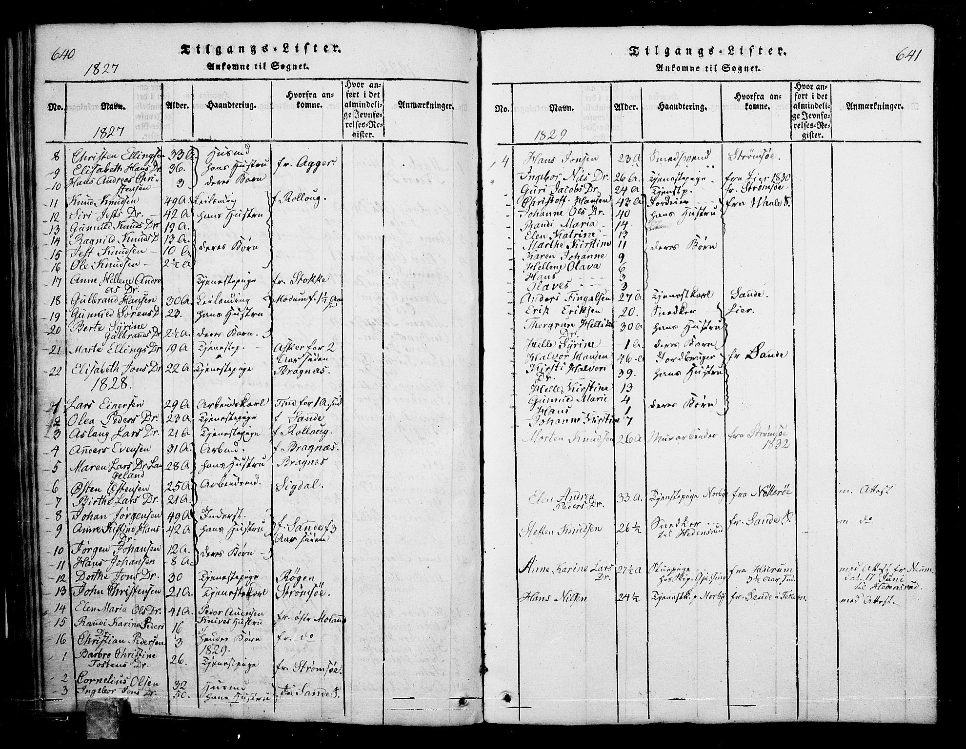 Skoger kirkebøker, AV/SAKO-A-59/G/Ga/L0001: Parish register (copy) no. I 1, 1814-1845, p. 640-641