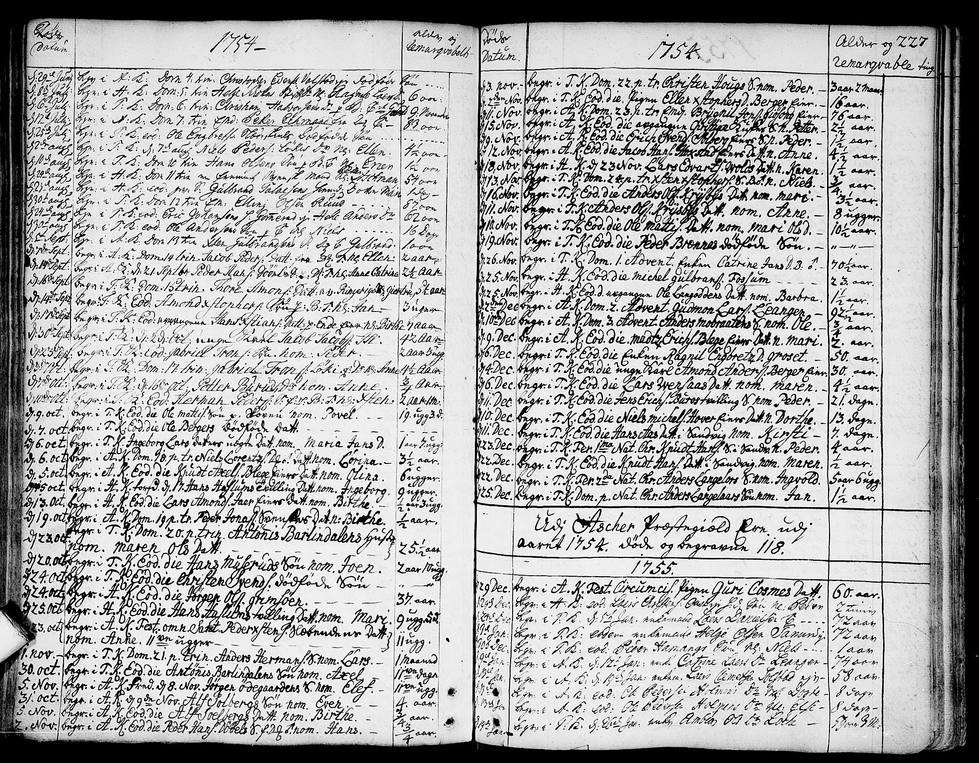 Asker prestekontor Kirkebøker, SAO/A-10256a/F/Fa/L0002: Parish register (official) no. I 2, 1733-1766, p. 227