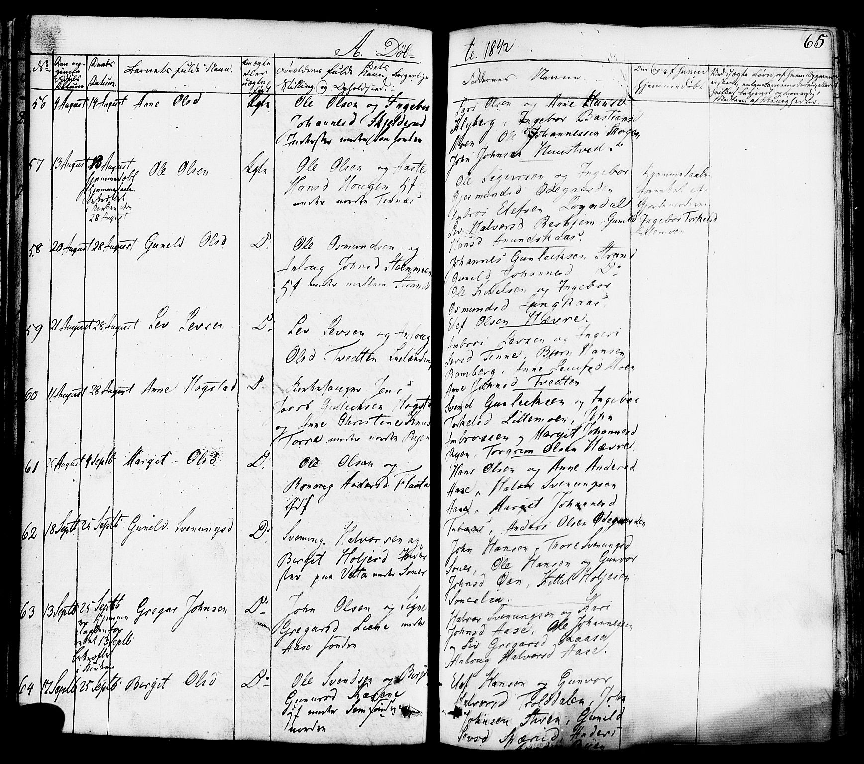 Heddal kirkebøker, AV/SAKO-A-268/F/Fa/L0006: Parish register (official) no. I 6, 1837-1854, p. 65