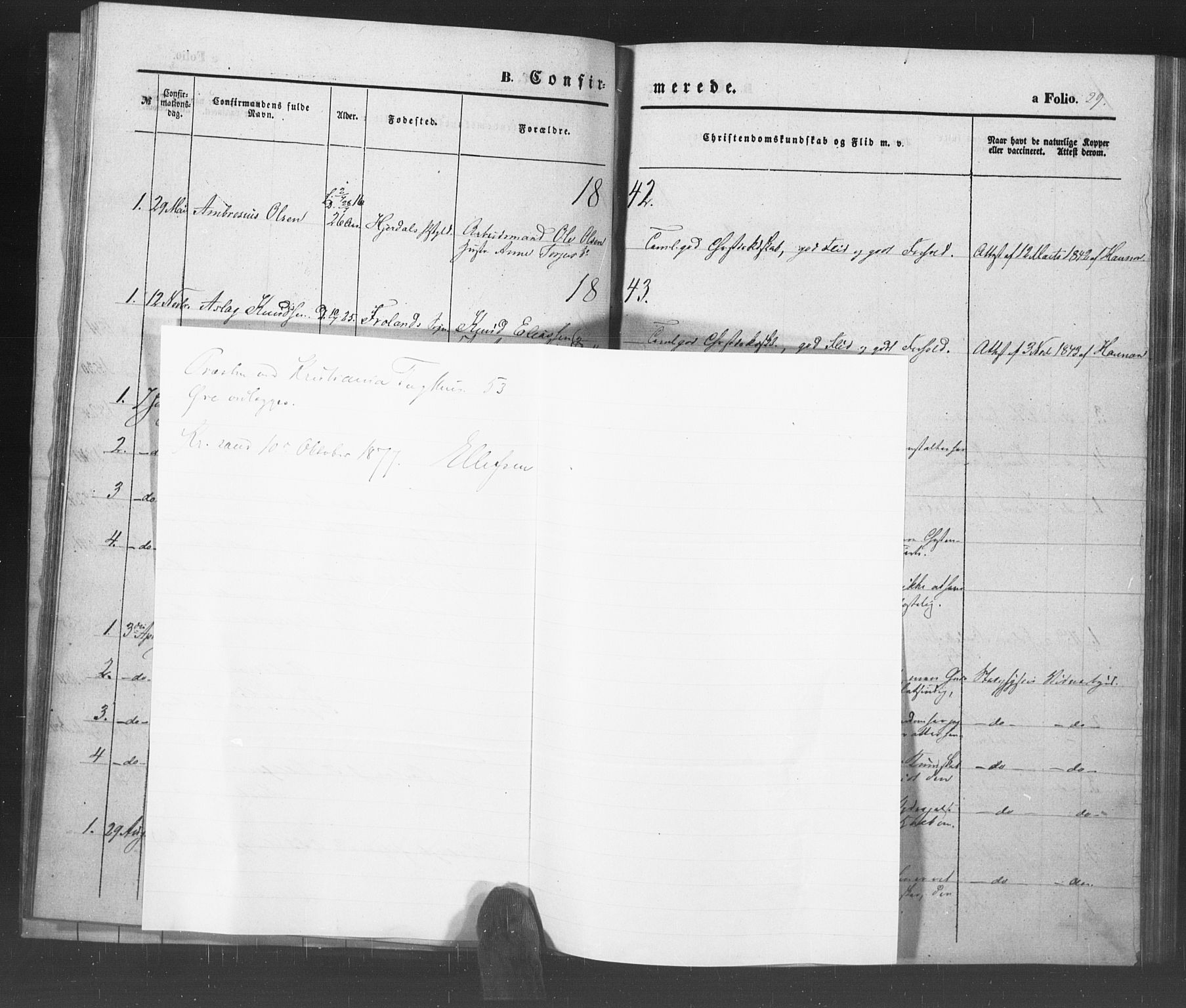 Kristiansand tukthus, AV/SAK-1251-0009/I/Ih/L0001: Parish register (official) no. A 1, 1840-1875, p. 29