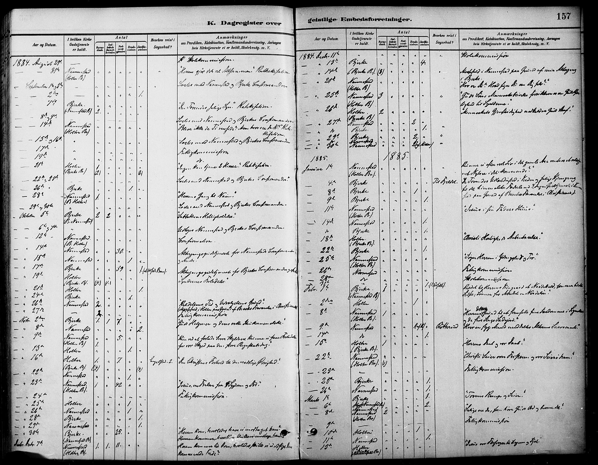 Nannestad prestekontor Kirkebøker, SAO/A-10414a/F/Fa/L0014: Parish register (official) no. I 14, 1881-1890, p. 157