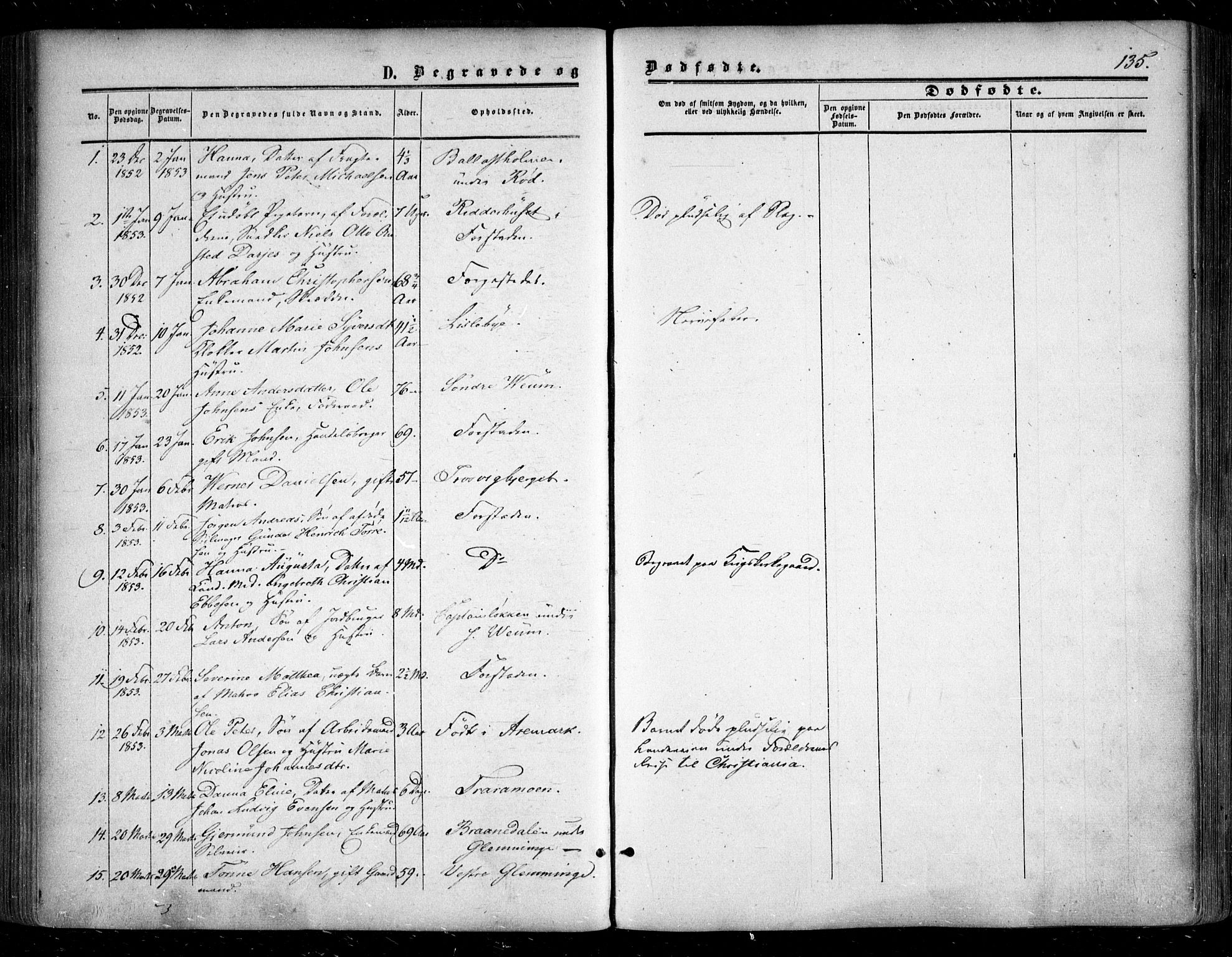 Glemmen prestekontor Kirkebøker, SAO/A-10908/F/Fa/L0007: Parish register (official) no. 7, 1853-1862, p. 135