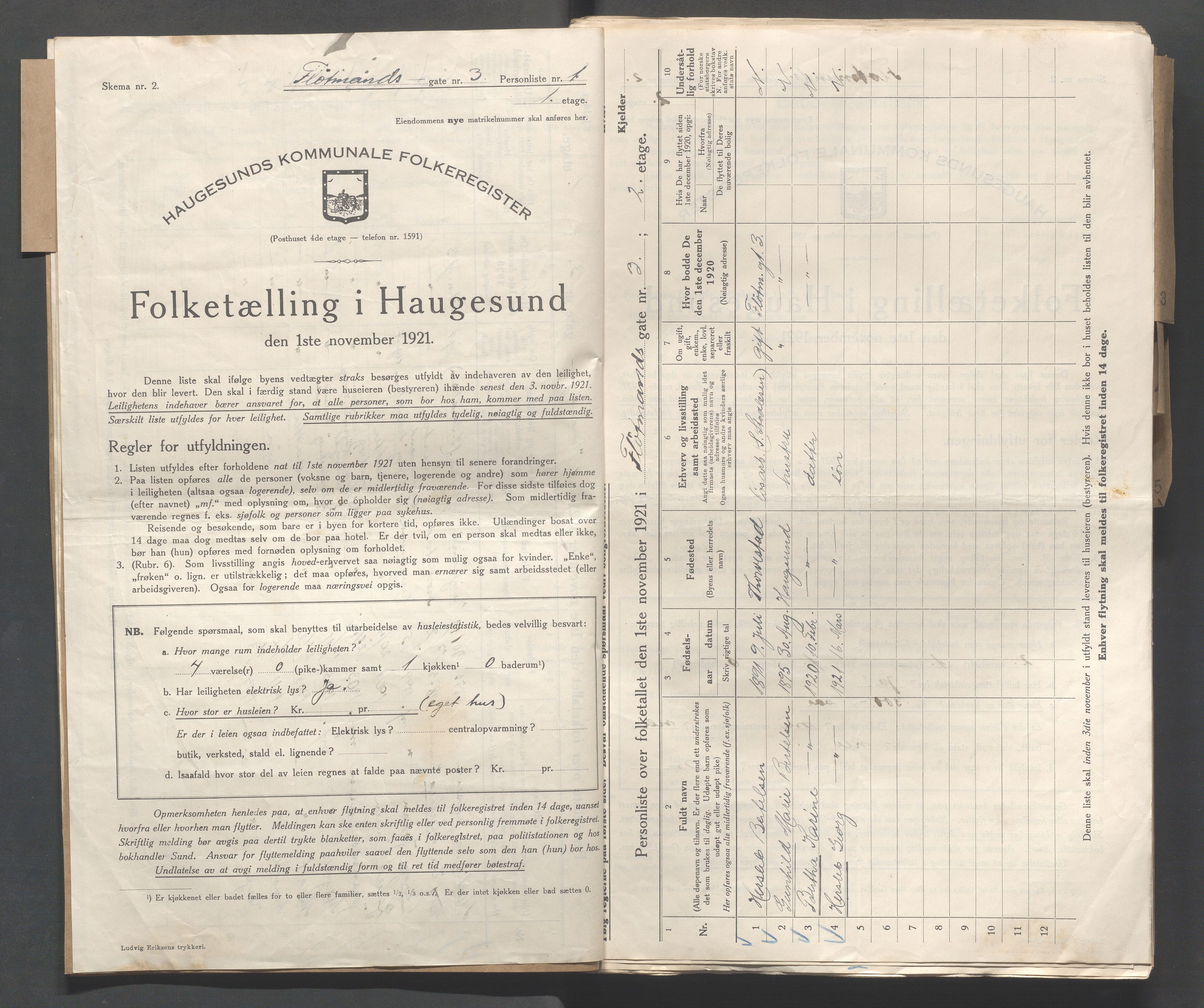 IKAR, Local census 1.11.1921 for Haugesund, 1921, p. 6654