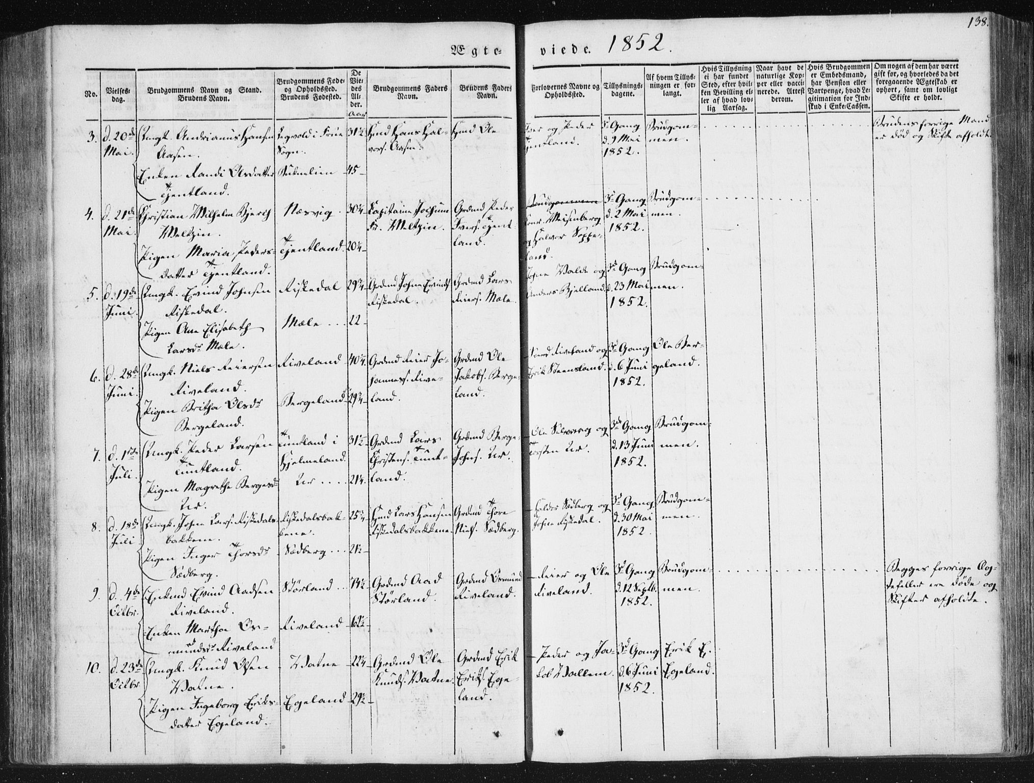 Hjelmeland sokneprestkontor, AV/SAST-A-101843/01/IV/L0008: Parish register (official) no. A 8, 1842-1861, p. 138